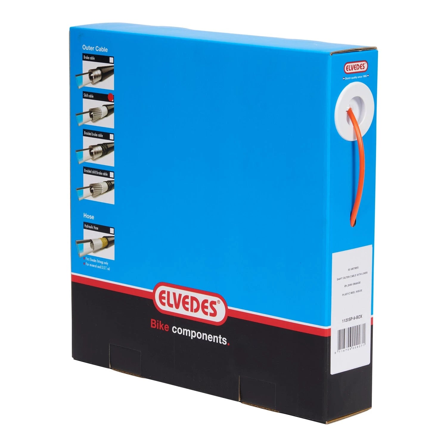 Elvedes rol schakel buitenkabel met liner 4.1mm oranje 30m - AE-trading