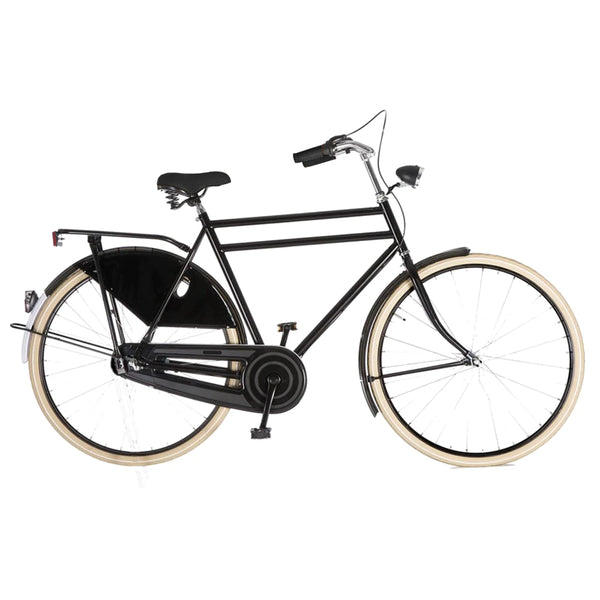 Avalon Opa Basic R3 H57cm. Kleur: Zwart. Uitvoering shimano R3/Remnaaf. Met oa: 28 x 1 1/2 Creme reflectie banden, zwarte alu 635 velgen spaak 13, Humpert stuur, Ursus standaard, Made in Holland! - AE-trading