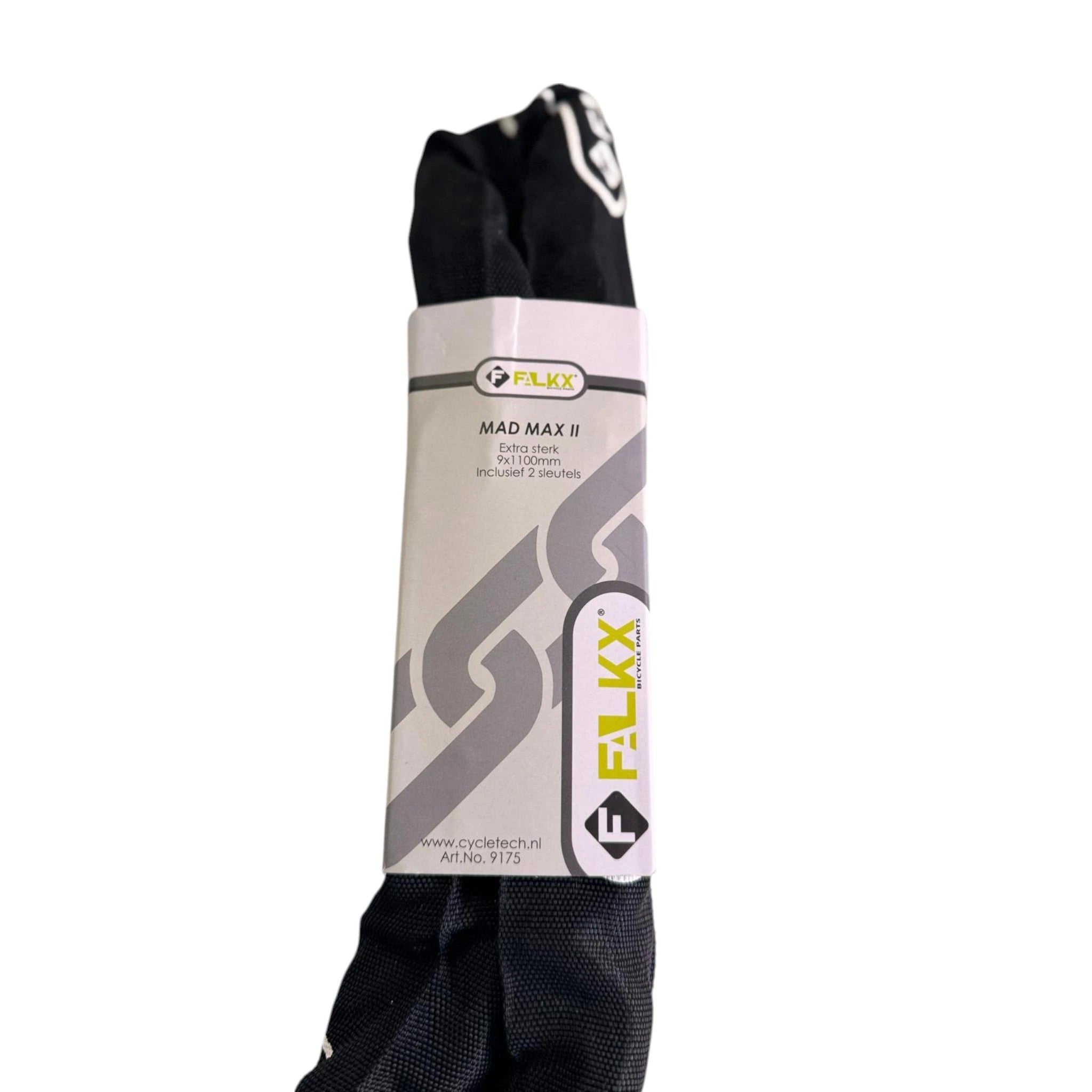 FALKX Mad Max II Kettingslot 9x1100mm zwart. Nylon hoes ART** - AE-trading