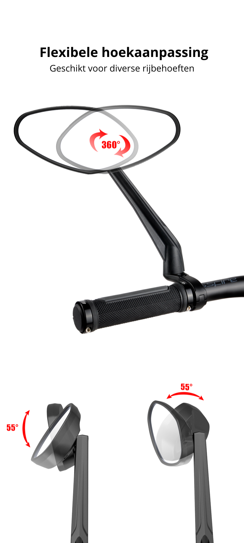 Fiets Spiegel Links Zwart Pro-editie - EasyDo - AE-trading