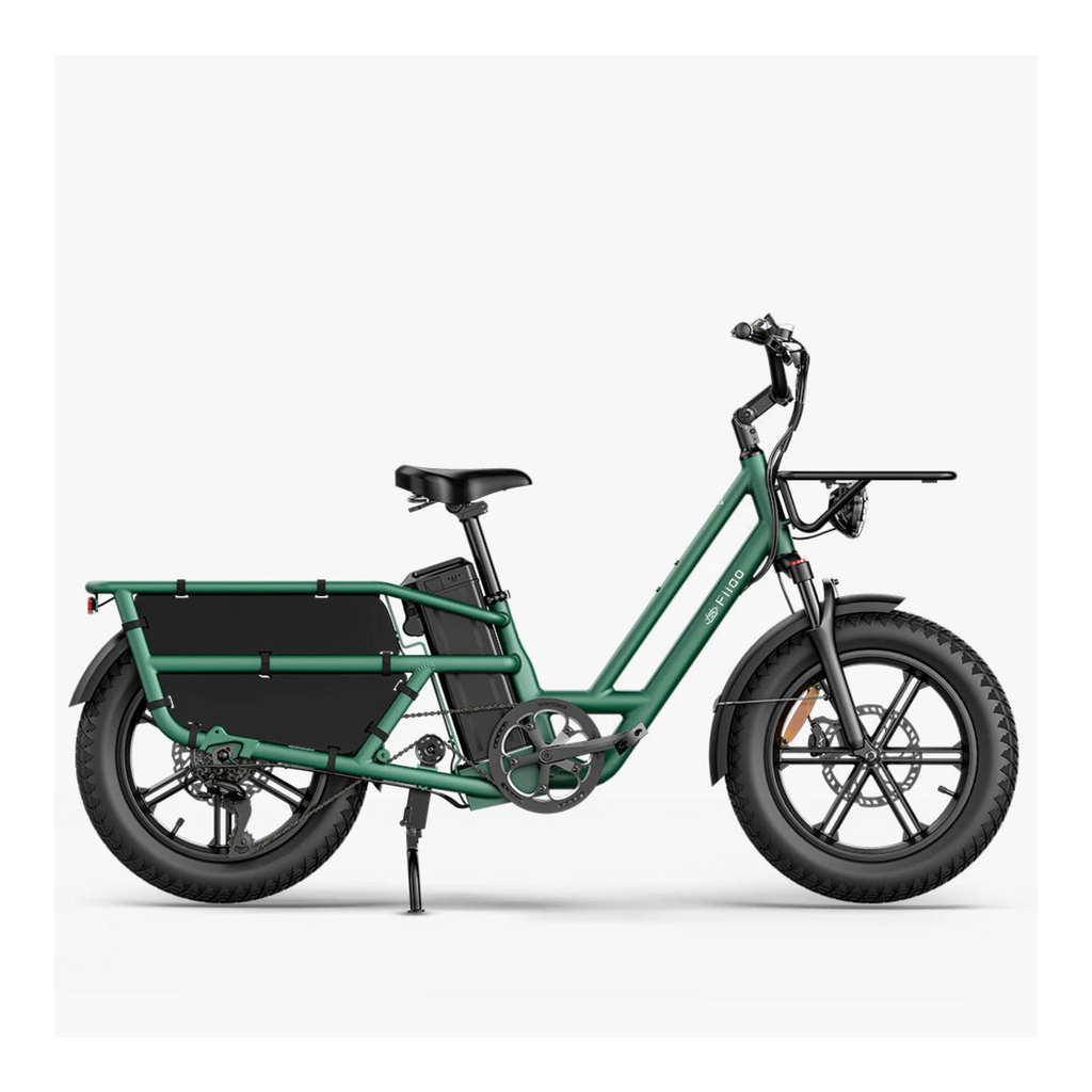 Fiido T2 2025 - Elektrische Longtail Bakfiets - Bosgroen - 20x4 inch - Accu 998.4Wh (48V) - 250 W (55Nm) Mivice Motor - Shimano 7 Versnellingen - Hydraulische Remmen - AE-trading