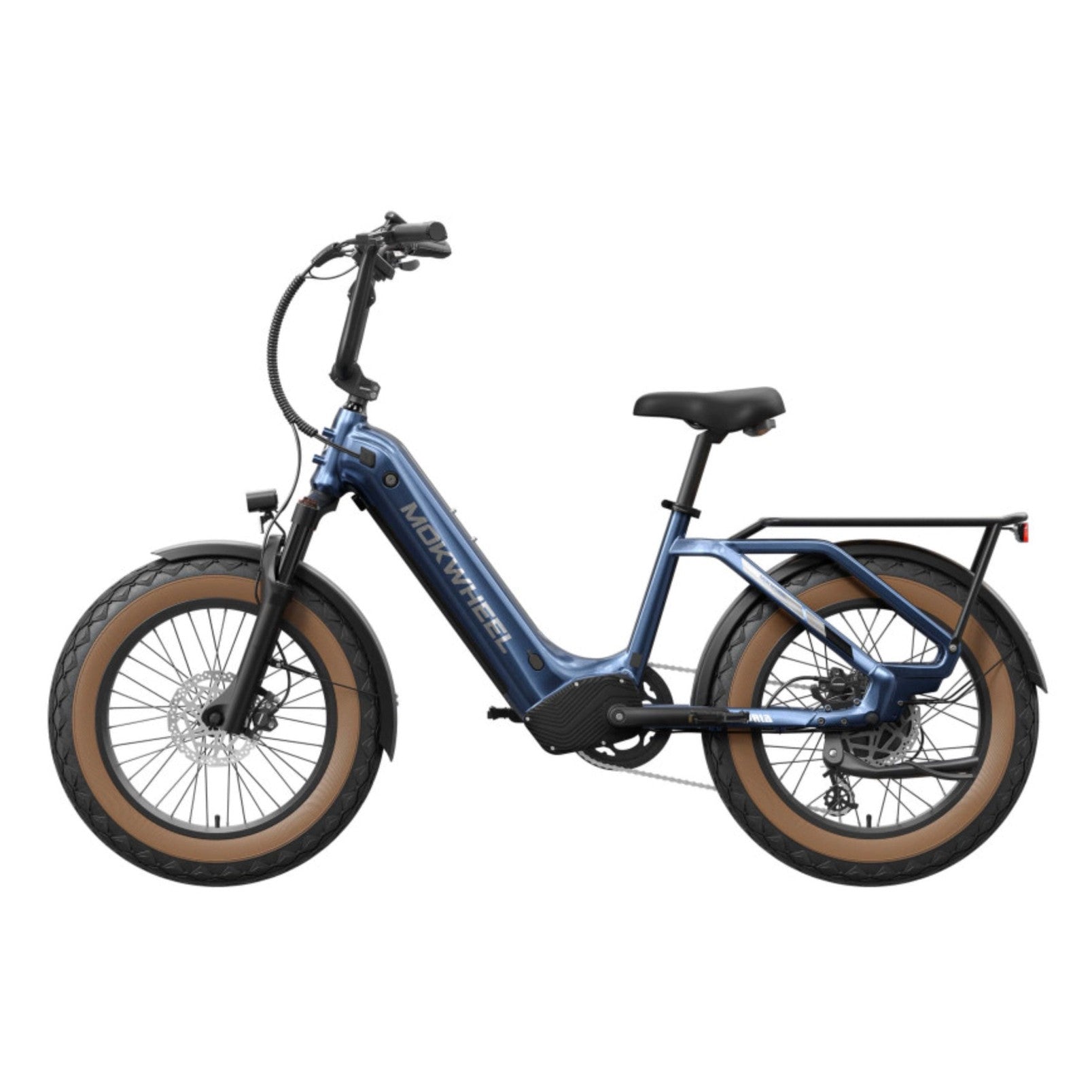 Mokwheel Scoria 2.0 – Blauw – Elektrische Mini Mountainbike Fatbike – 250W motor – 720Wh/940Wh accu – Hydraulische schijfremmen – Shimano 7-speed
