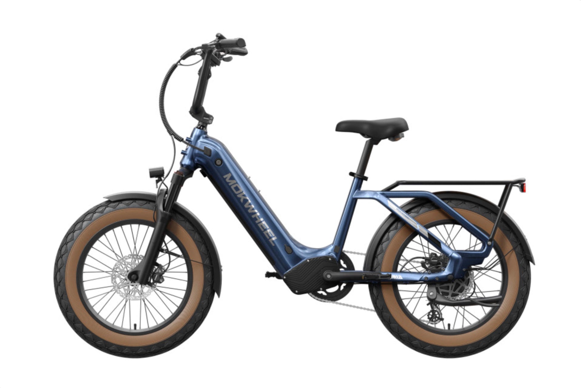 Mokwheel Scoria 2.0 – Blauw – Elektrische Mini Mountainbike Fatbike – 250W motor – 720Wh/940Wh accu – Hydraulische schijfremmen – Shimano 7-speed