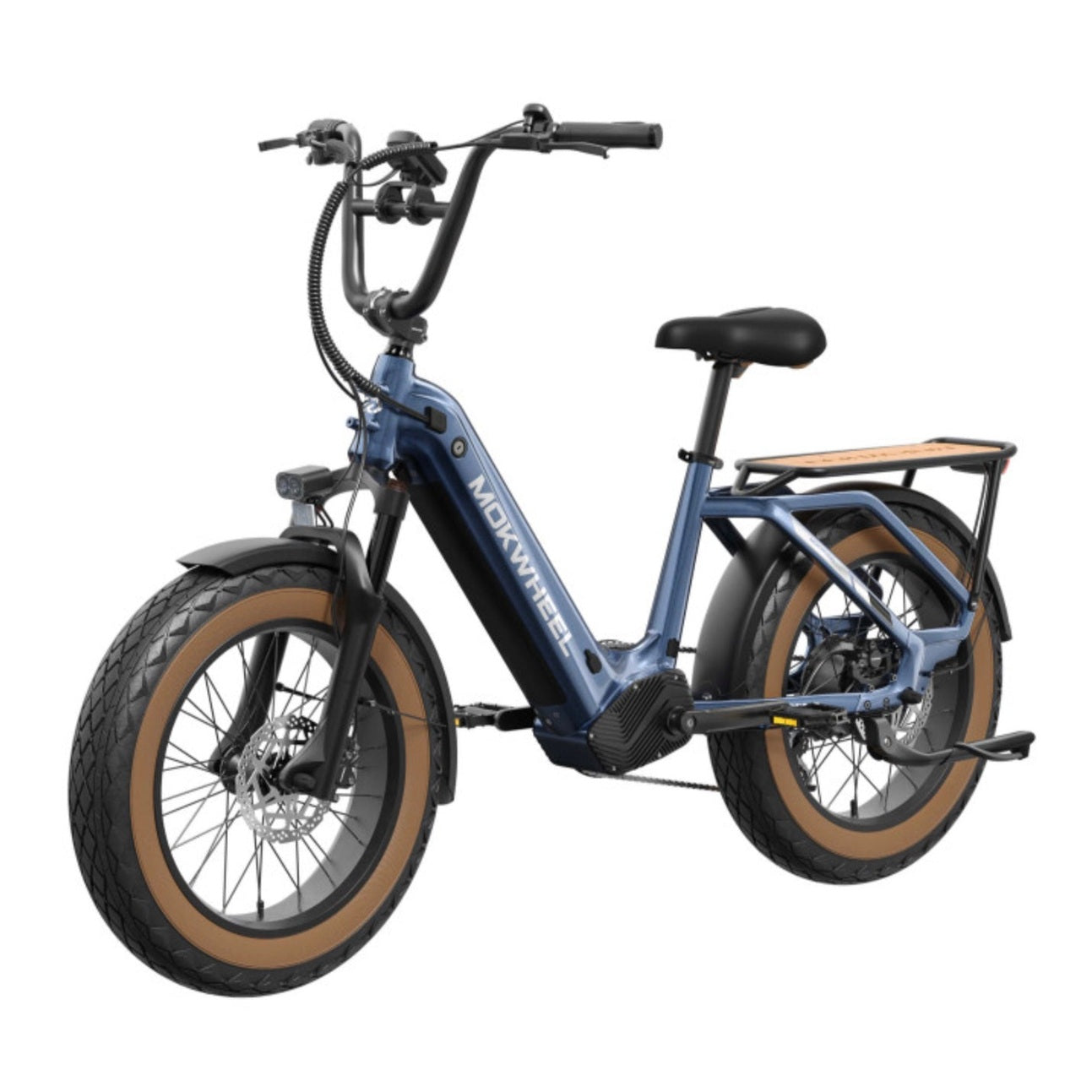 Mokwheel Scoria 2.0 – Blauw – Elektrische Mini Mountainbike Fatbike – 250W motor – 720Wh/940Wh accu – Hydraulische schijfremmen – Shimano 7-speed