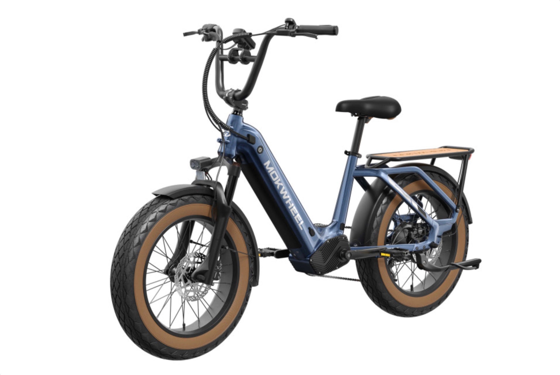 Mokwheel Scoria 2.0 – Blauw – Elektrische Mini Mountainbike Fatbike – 250W motor – 720Wh/940Wh accu – Hydraulische schijfremmen – Shimano 7-speed