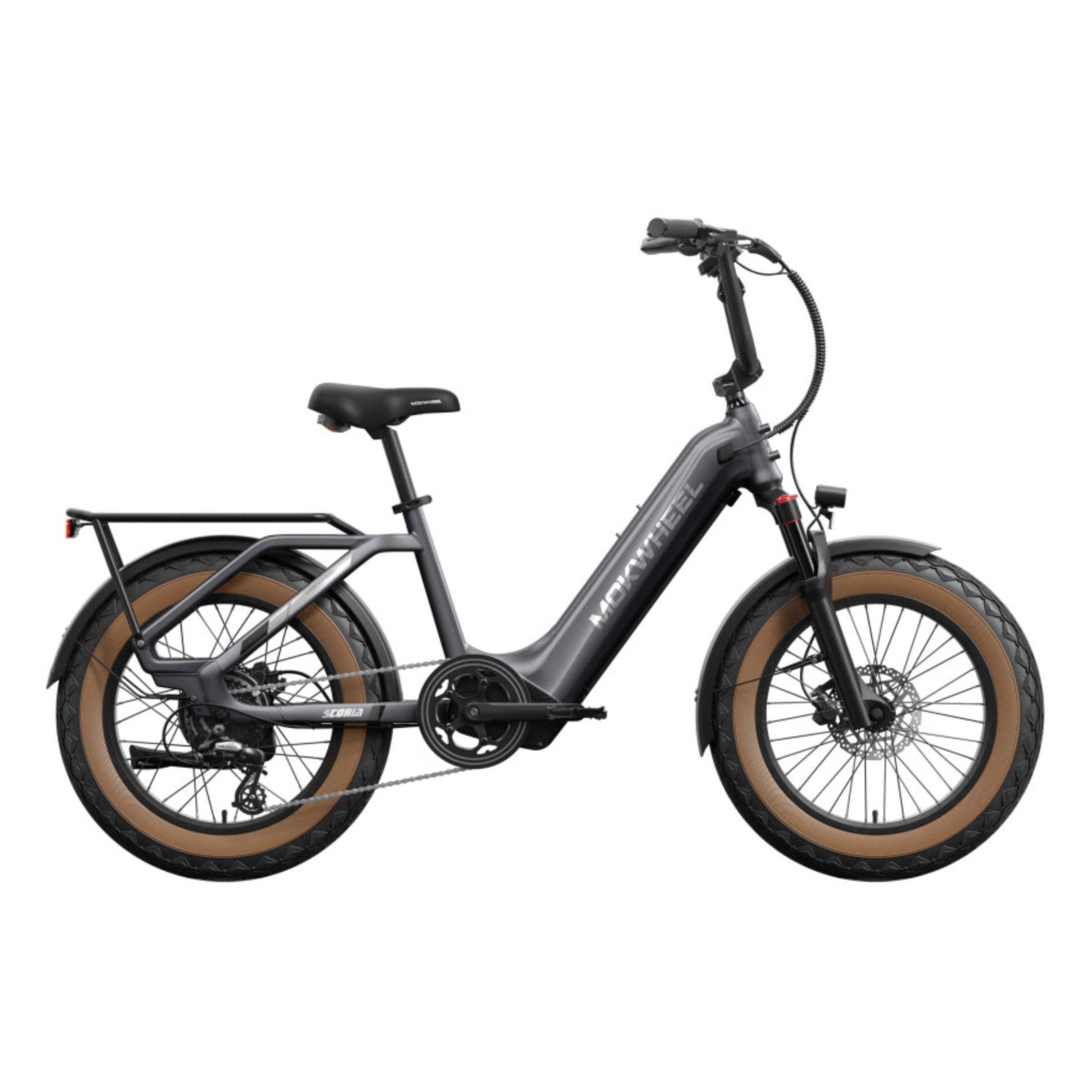 Mokwheel Scoria 2.0 – Grijs – Elektrische Mini Mountainbike Fatbike – 250W motor – 720Wh/940Wh accu – Hydraulische schijfremmen – Shimano 7-speed