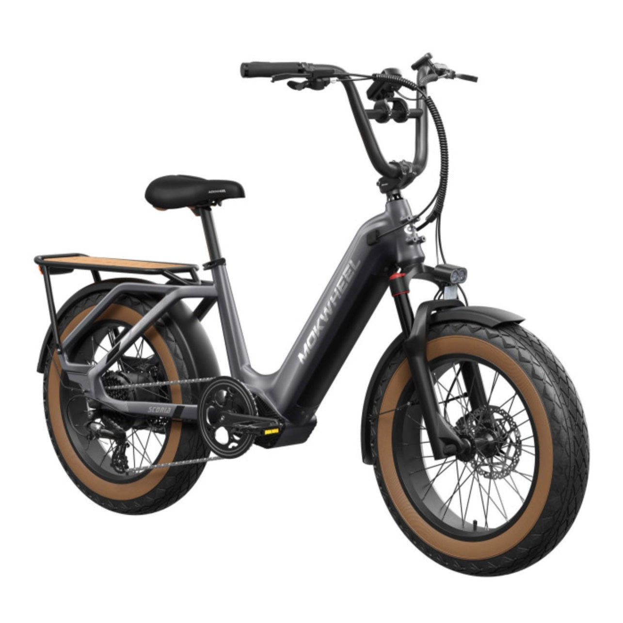 Mokwheel Scoria 2.0 – Grijs – Elektrische Mini Mountainbike Fatbike – 250W motor – 720Wh/940Wh accu – Hydraulische schijfremmen – Shimano 7-speed