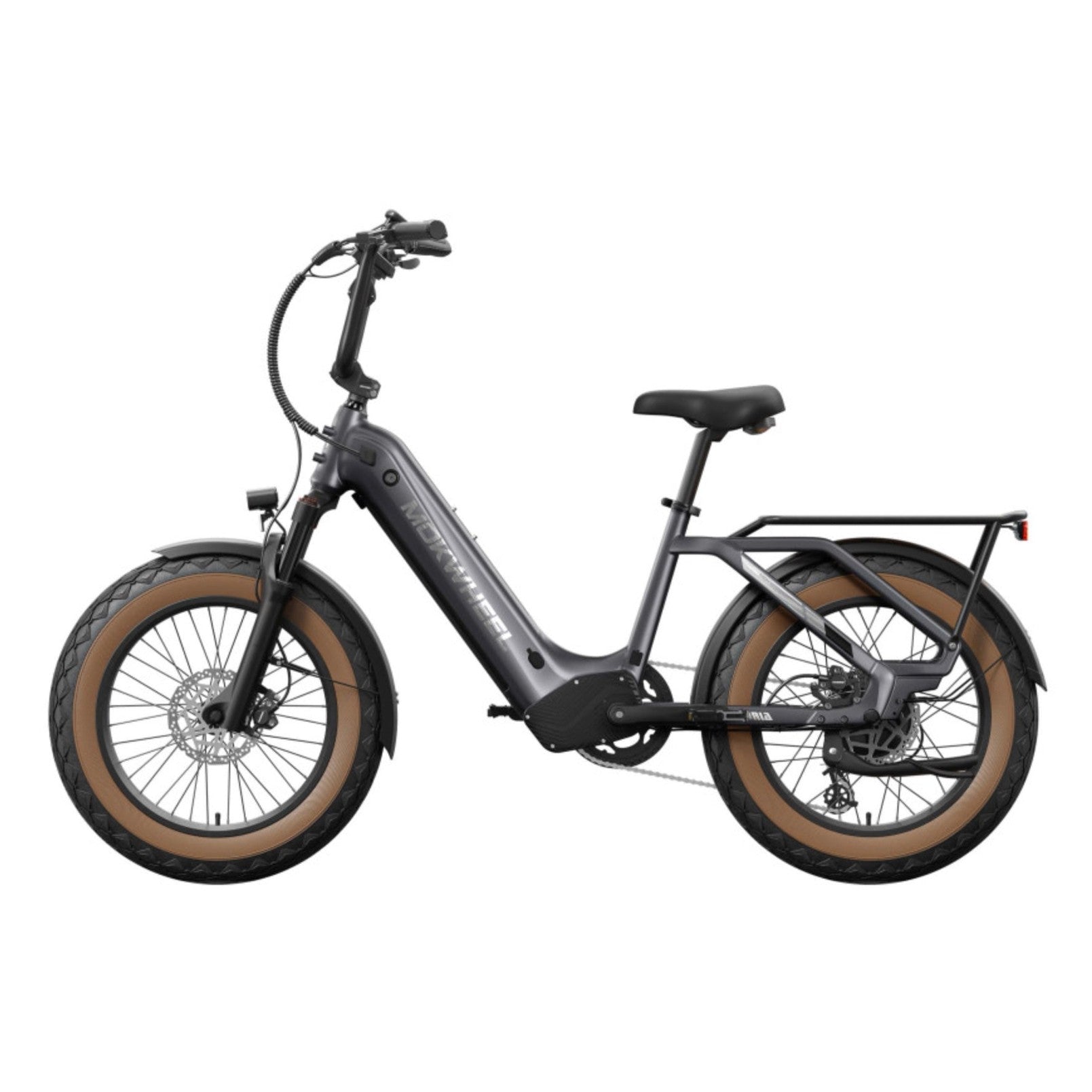 Mokwheel Scoria 2.0 – Grijs – Elektrische Mini Mountainbike Fatbike – 250W motor – 720Wh/940Wh accu – Hydraulische schijfremmen – Shimano 7-speed