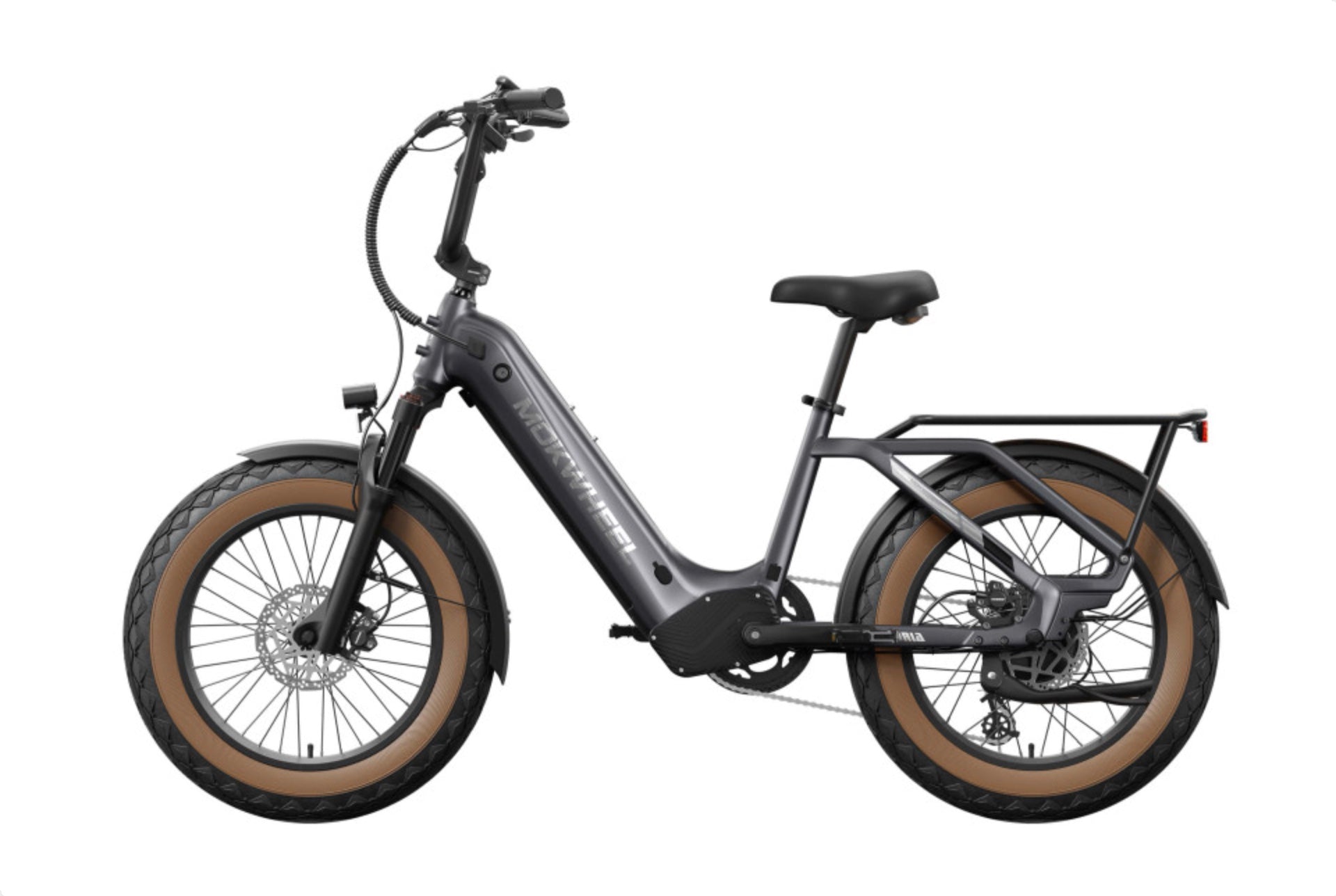 Mokwheel Scoria 2.0 – Grijs – Elektrische Mini Mountainbike Fatbike – 250W motor – 720Wh/940Wh accu – Hydraulische schijfremmen – Shimano 7-speed