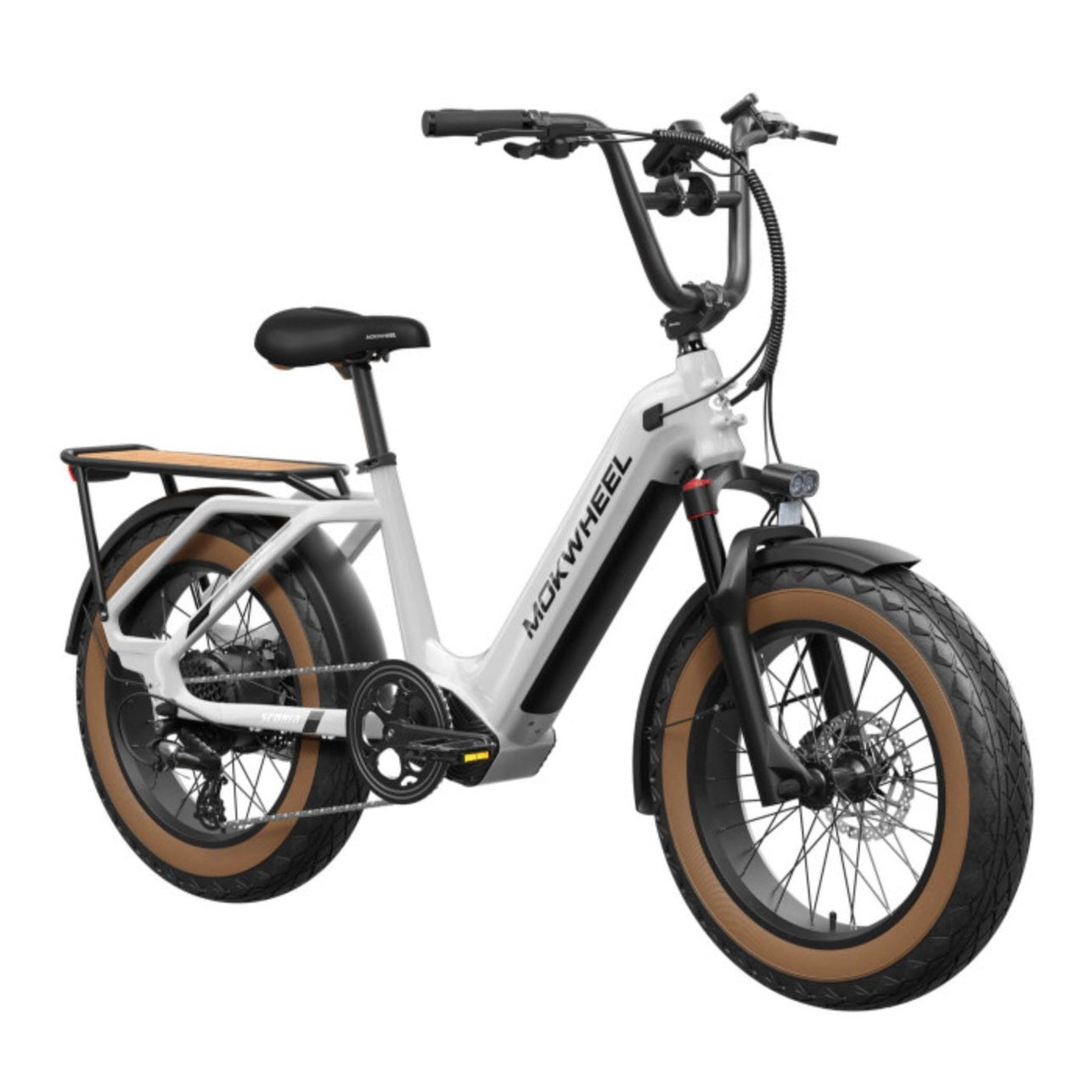 Mokwheel Scoria 2.0 – Wit – Elektrische Mini Mountainbike Fatbike – 250W motor – 720Wh/940Wh accu – Hydraulische schijfremmen – Shimano 7-speed