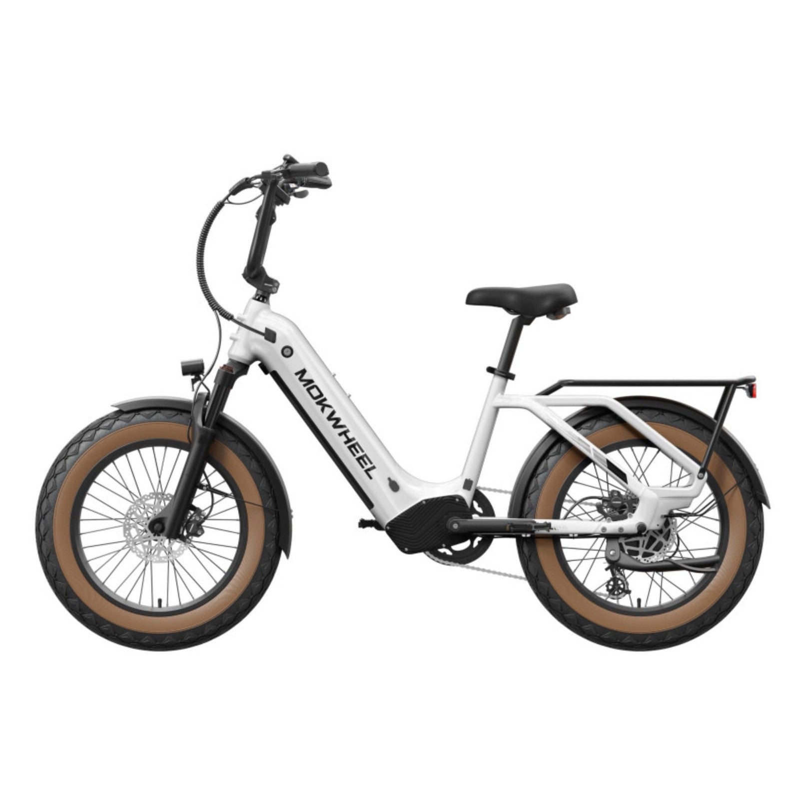 Mokwheel Scoria 2.0 – Wit – Elektrische Mini Mountainbike Fatbike – 250W motor – 720Wh/940Wh accu – Hydraulische schijfremmen – Shimano 7-speed