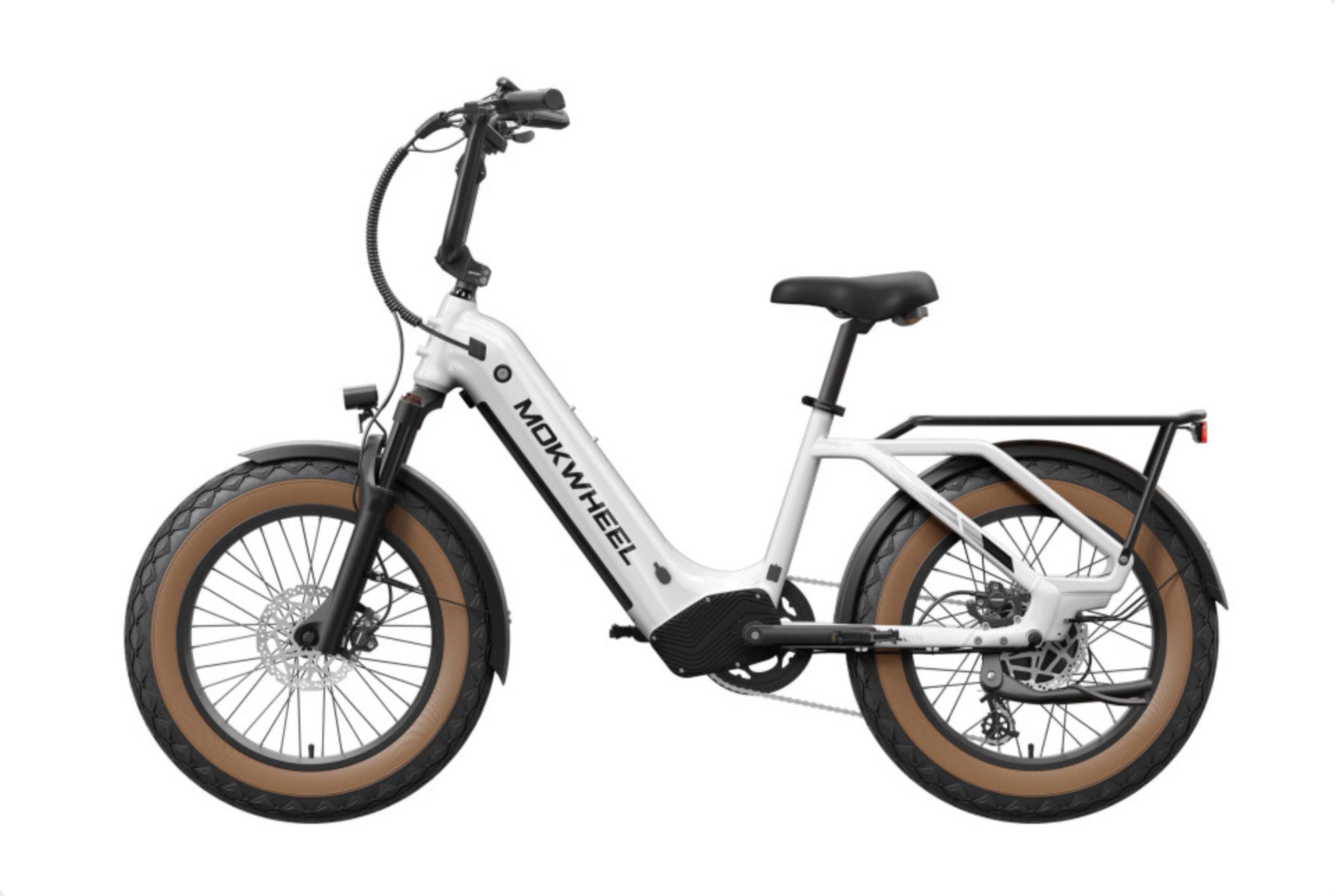 Mokwheel Scoria 2.0 – Wit – Elektrische Mini Mountainbike Fatbike – 250W motor – 720Wh/940Wh accu – Hydraulische schijfremmen – Shimano 7-speed