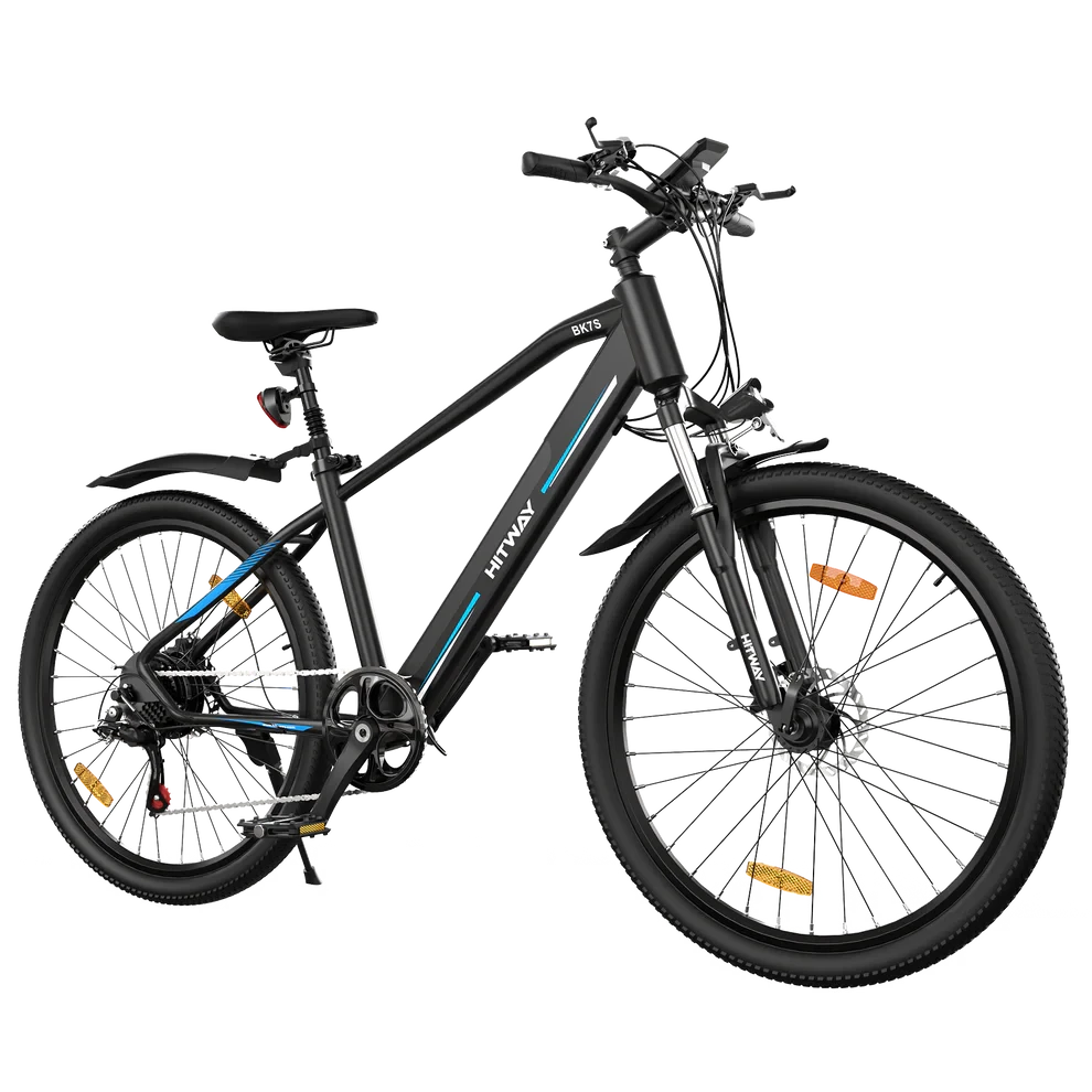 Hitway BK7S - Elektrische Fiets - Mountain Bike - Off-Road E-bike - 250W Motor  12 Ah - Zwart met blauw AE-trading