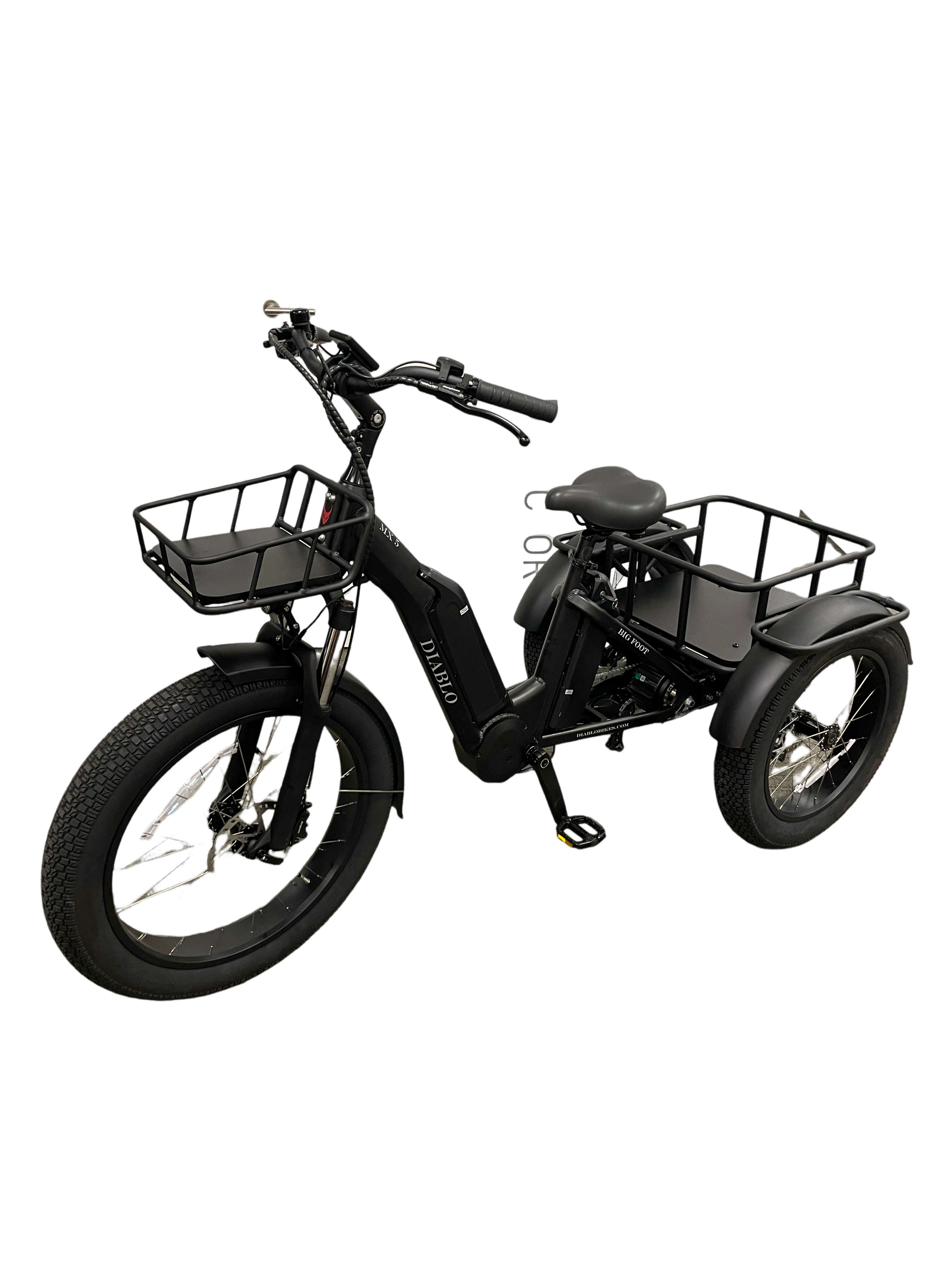 Diablo Big Foot Fatbike Driewieler Fiets E-bike Cargo - Mat zwart - Twee accu's - AE-trading