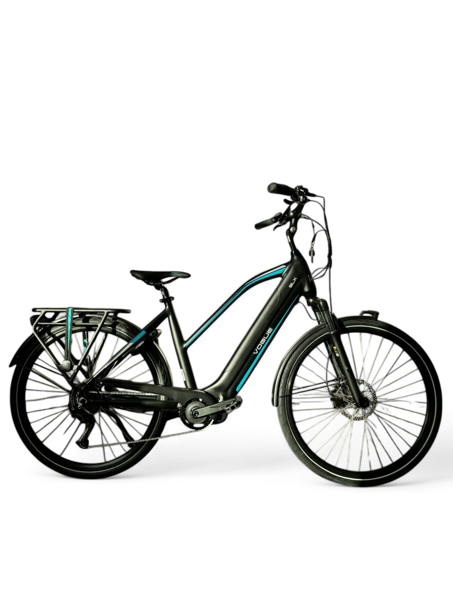 Vogue SLX M420 Elektrische Fiets 9RD Shimano Versnellingen 51cm met Hydraulische Remmen - Mat Zwart Blauw - AE-trading