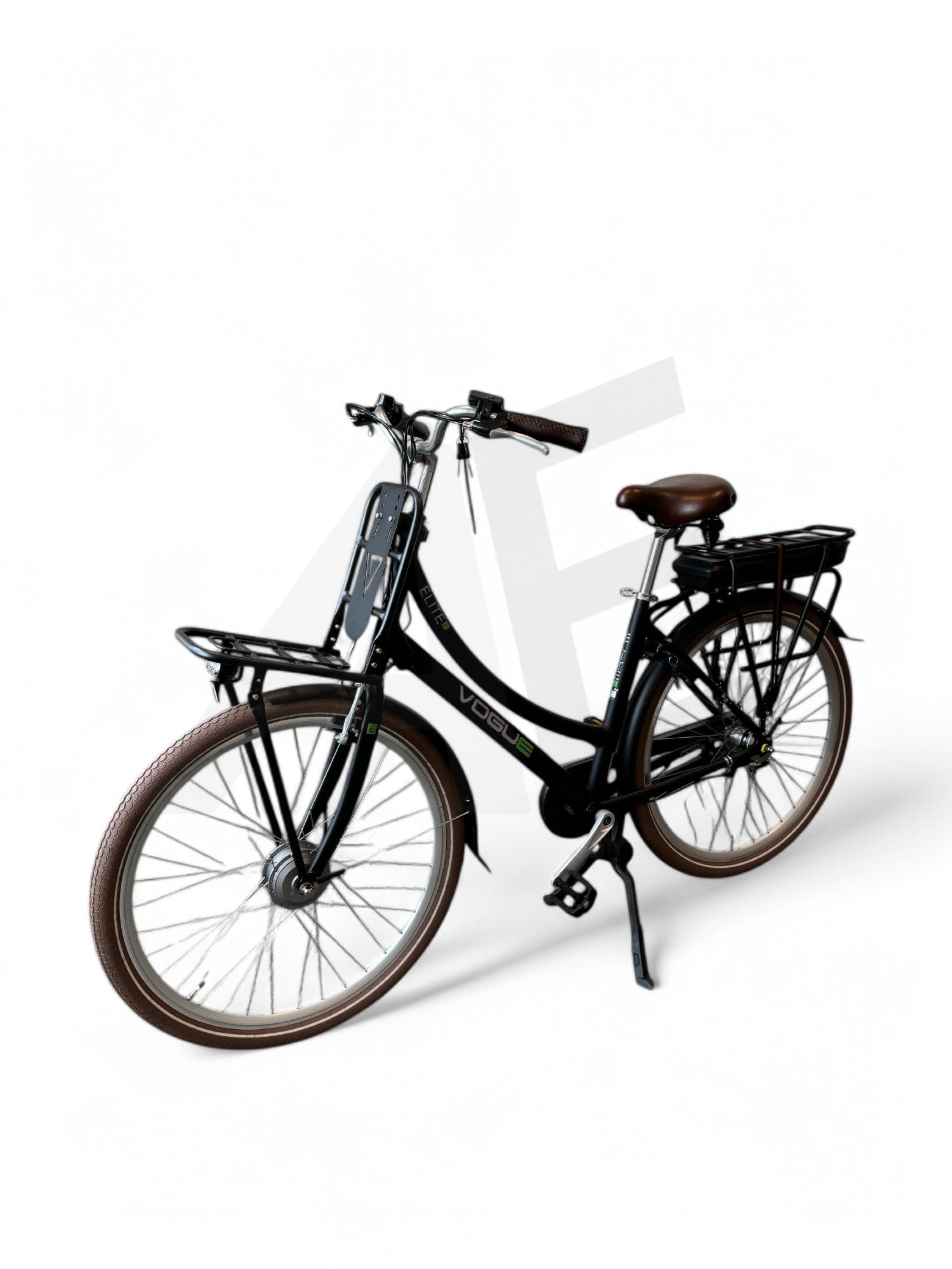 Vogue Elite Elektrische Fiets 3 versnellingen 13Ah 50cm E-bike - Mat zwart met bruine accenten