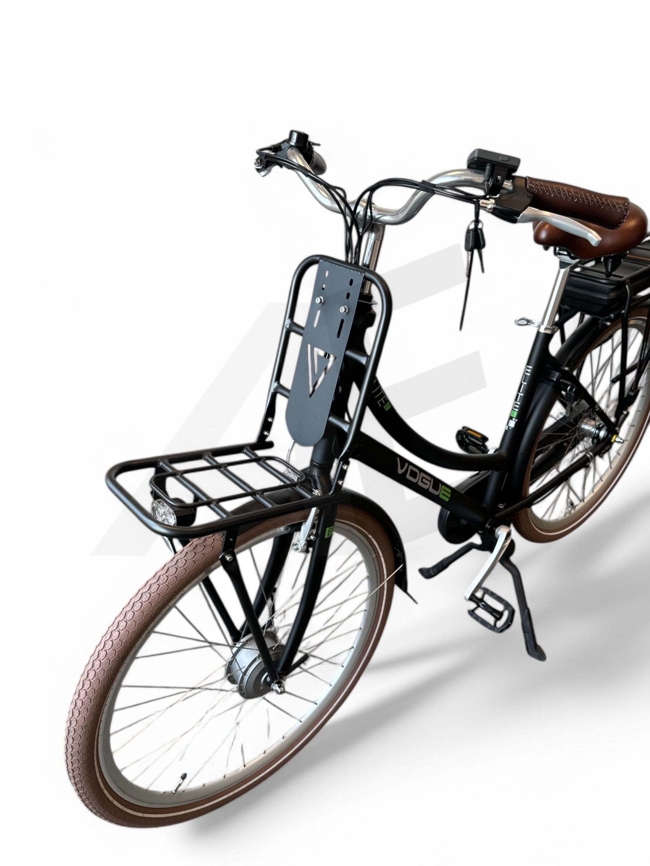 Vogue Elite Elektrische Fiets 3 versnellingen 13Ah 50cm E-bike - Mat zwart met bruine accenten