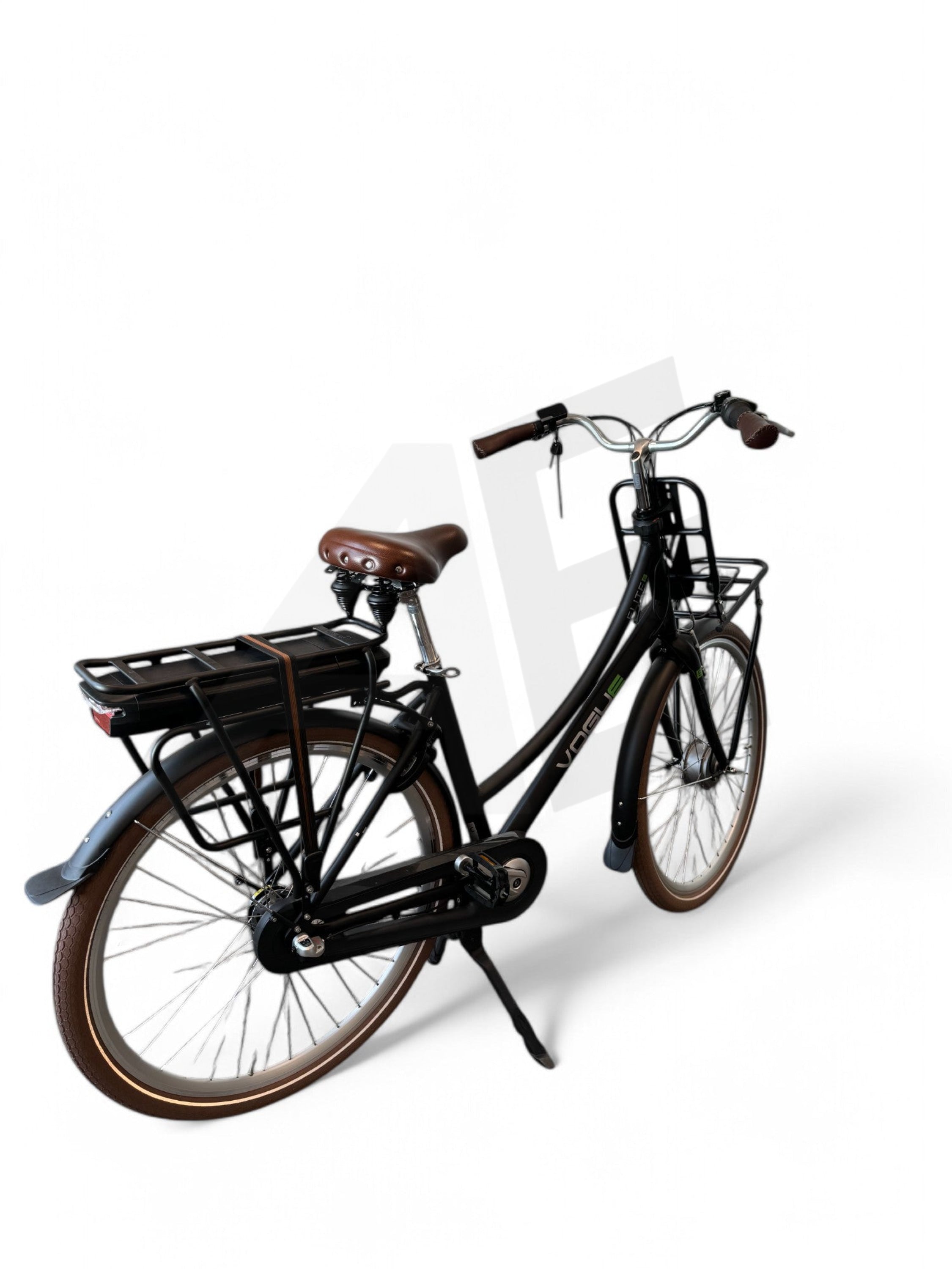 Vogue Elite Elektrische Fiets 3 versnellingen 13Ah 50cm E-bike - Mat zwart met bruine accenten