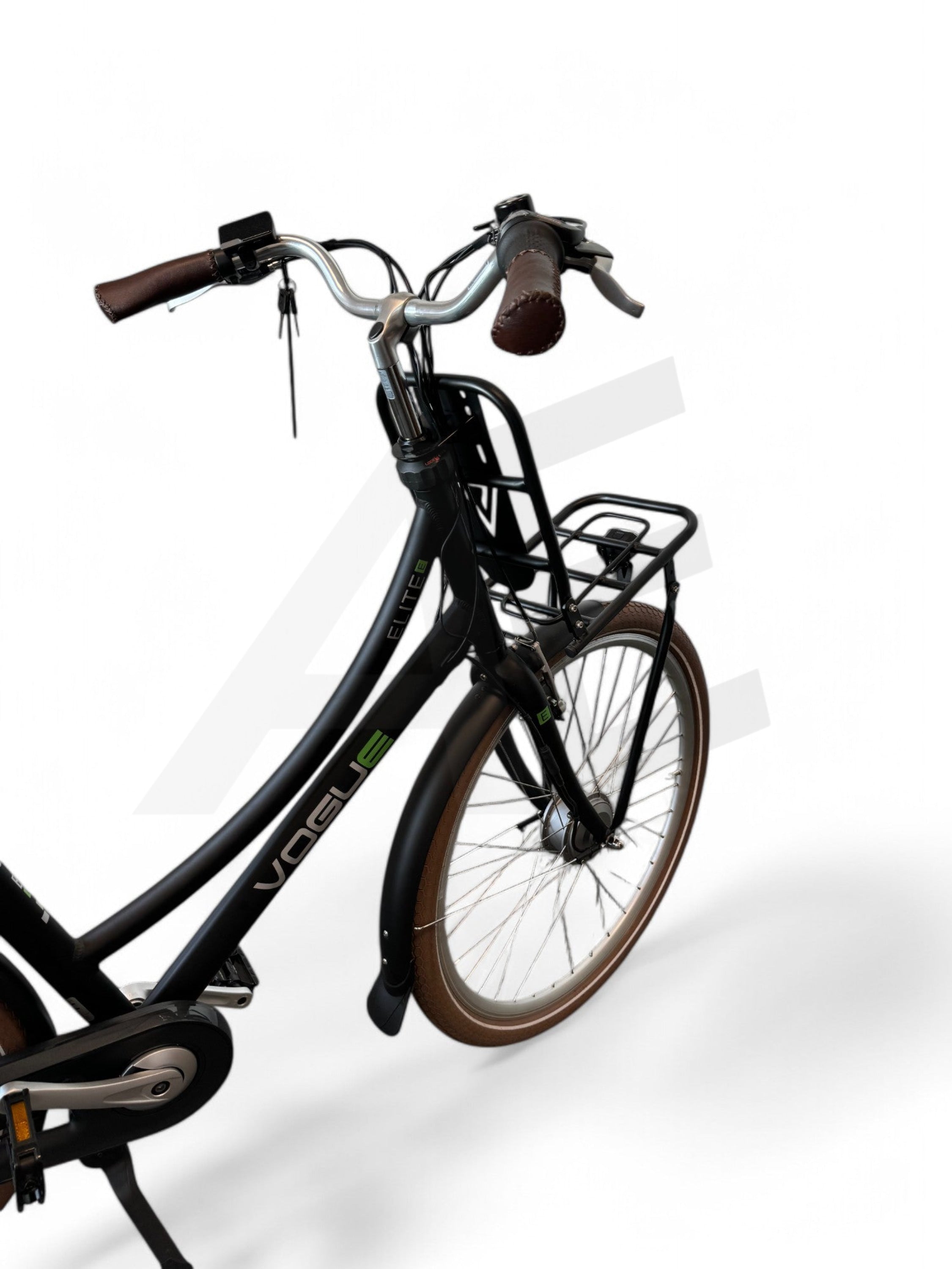 Vogue Elite Elektrische Fiets 3 versnellingen 13Ah 50cm E-bike - Mat zwart met bruine accenten