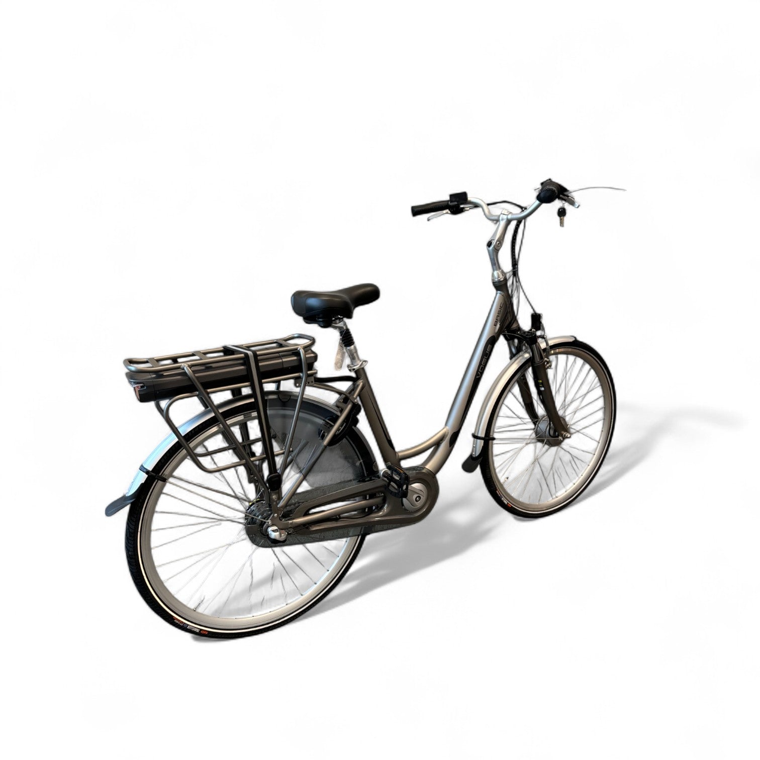 Vogue Basic N7 E-bike Mat Grijs 47cm – Elektrische Damesfiets met 468Wh Accu, Shimano Nexus 7 Versnellingen, Voorwielmotor & LED Verlichting – Actieradius tot 120 km - AE-trading