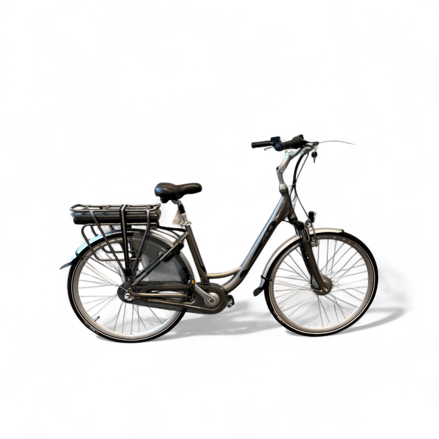 Vogue Basic N7 E-bike Mat Grijs 47cm – Elektrische Damesfiets met 468Wh Accu, Shimano Nexus 7 Versnellingen, Voorwielmotor & LED Verlichting – Actieradius tot 120 km - AE-trading