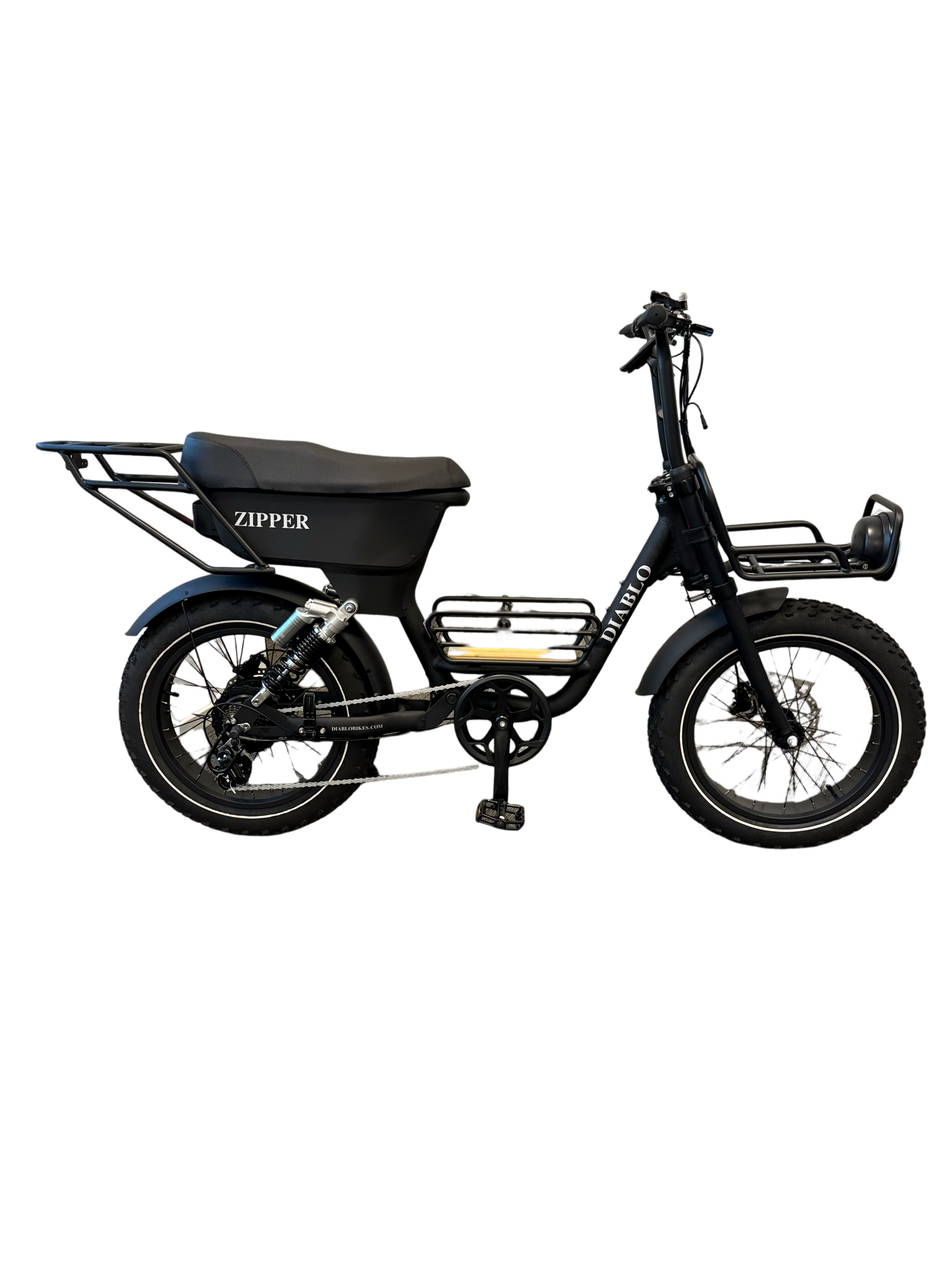 Diablo Zipper Fatbike 7SP Shimano Versnellingen en Achtervering - Mat zwart - AE-trading