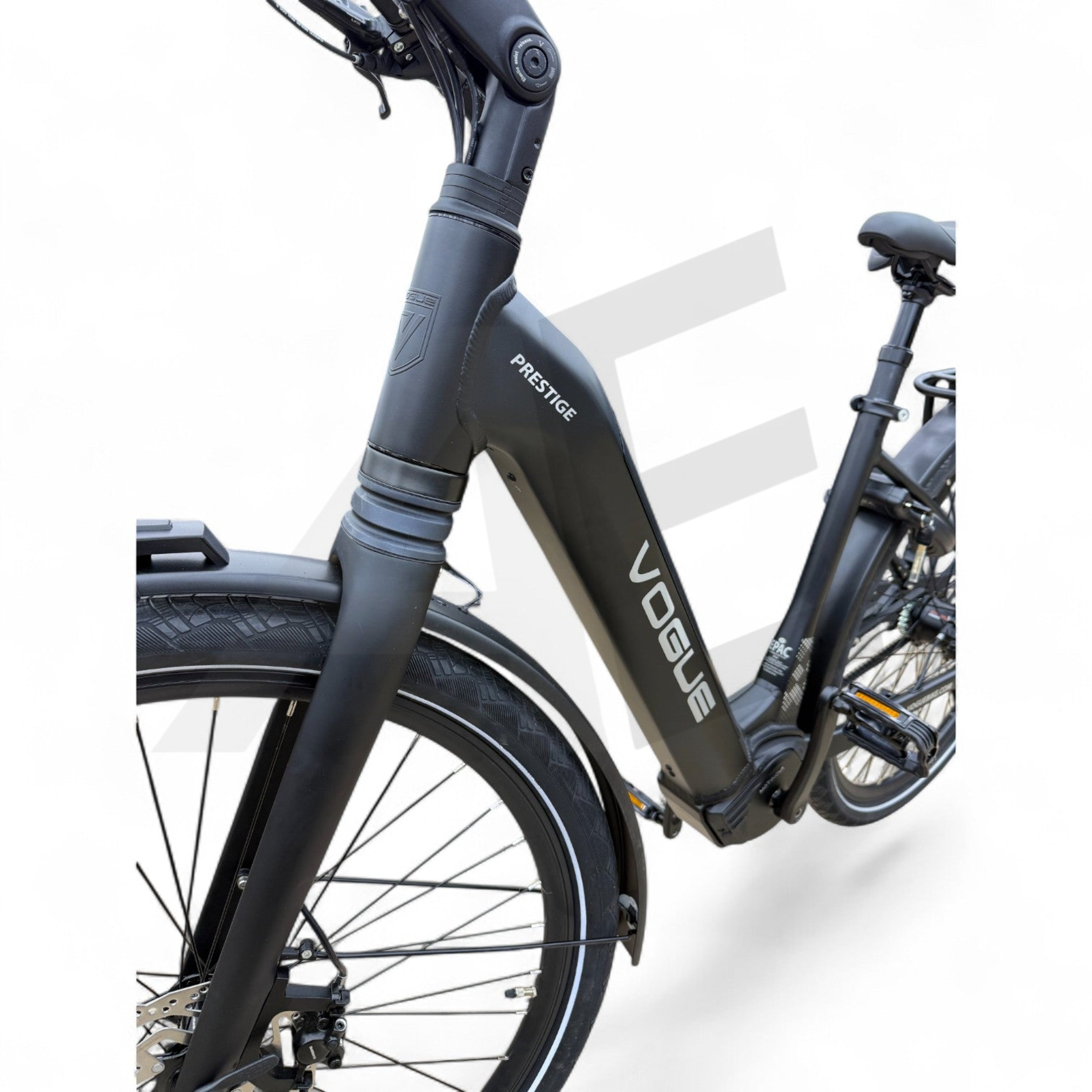 Vogue Prestige – Elektrische Unisex E-Bike 28 inch – 48 cm – MOTINOVA Middenmotor 80Nm – V-Snaar Aandrijving – 14,5Ah Accu – Mat Zwart - AE-trading