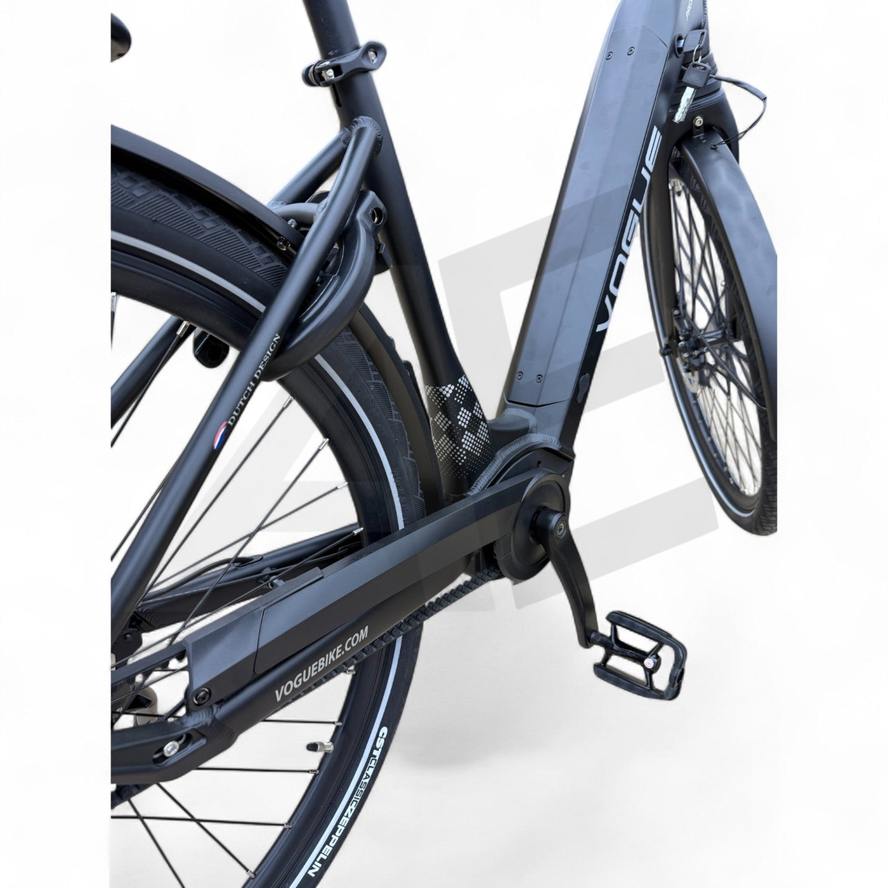Vogue Prestige – Elektrische Unisex E-Bike 28 inch – 48 cm – MOTINOVA Middenmotor 80Nm – V-Snaar Aandrijving – 14,5Ah Accu – Mat Zwart - AE-trading