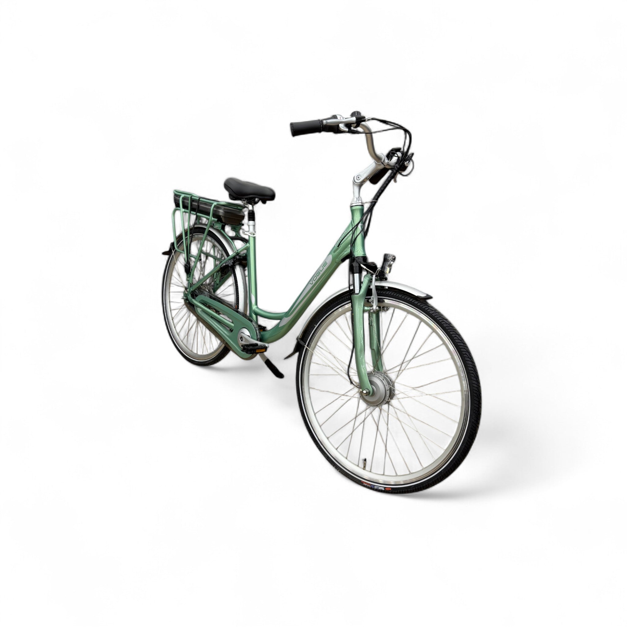 Vogue Basic N7 E-bike Groen 47cm – Elektrische Damesfiets met 468Wh Accu, Shimano Nexus 7, Voorwielmotor & LED Verlichting – Actieradius tot 100 km - AE-trading