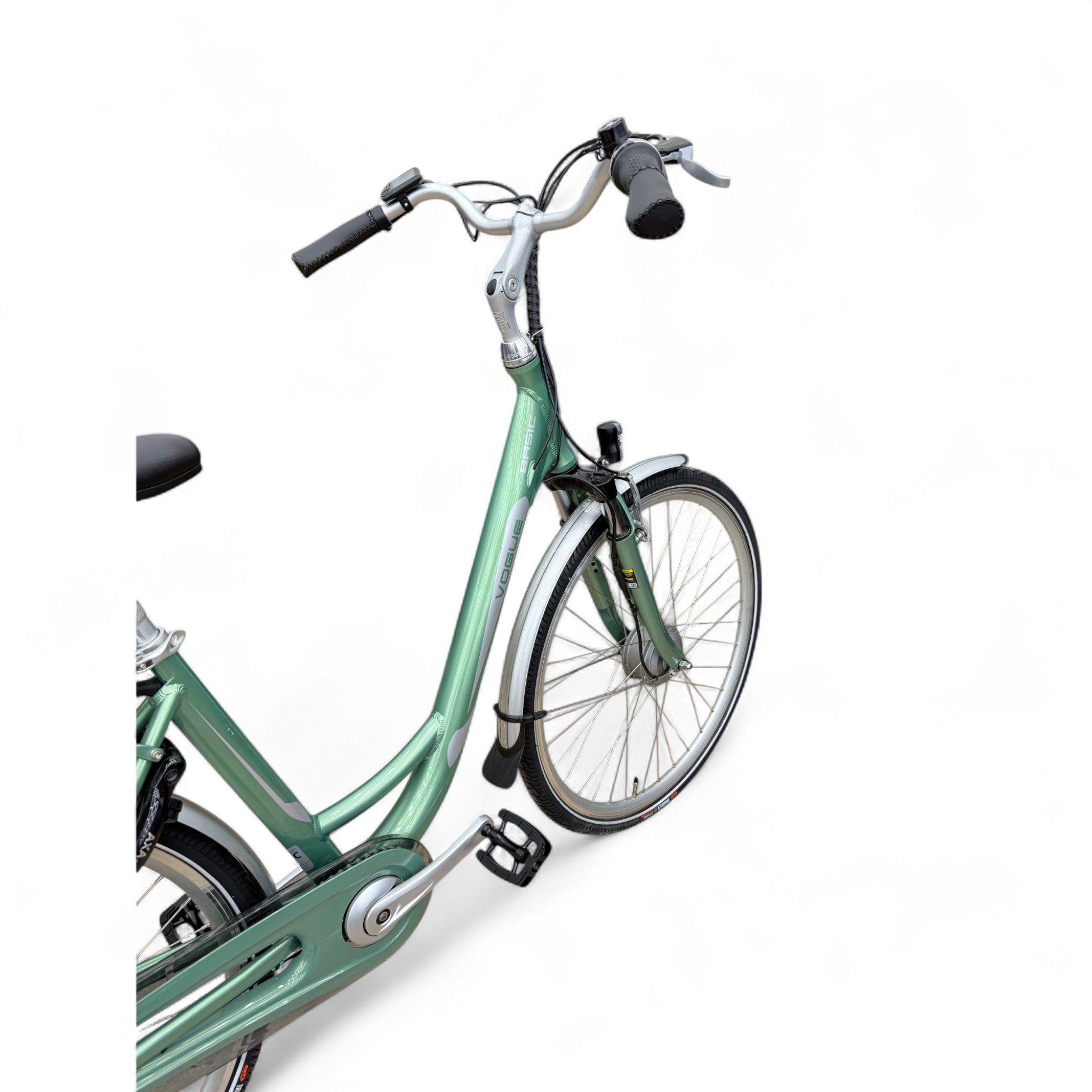 Vogue Basic N7 E-bike Groen 47cm – Elektrische Damesfiets met 468Wh Accu, Shimano Nexus 7, Voorwielmotor & LED Verlichting – Actieradius tot 100 km - AE-trading