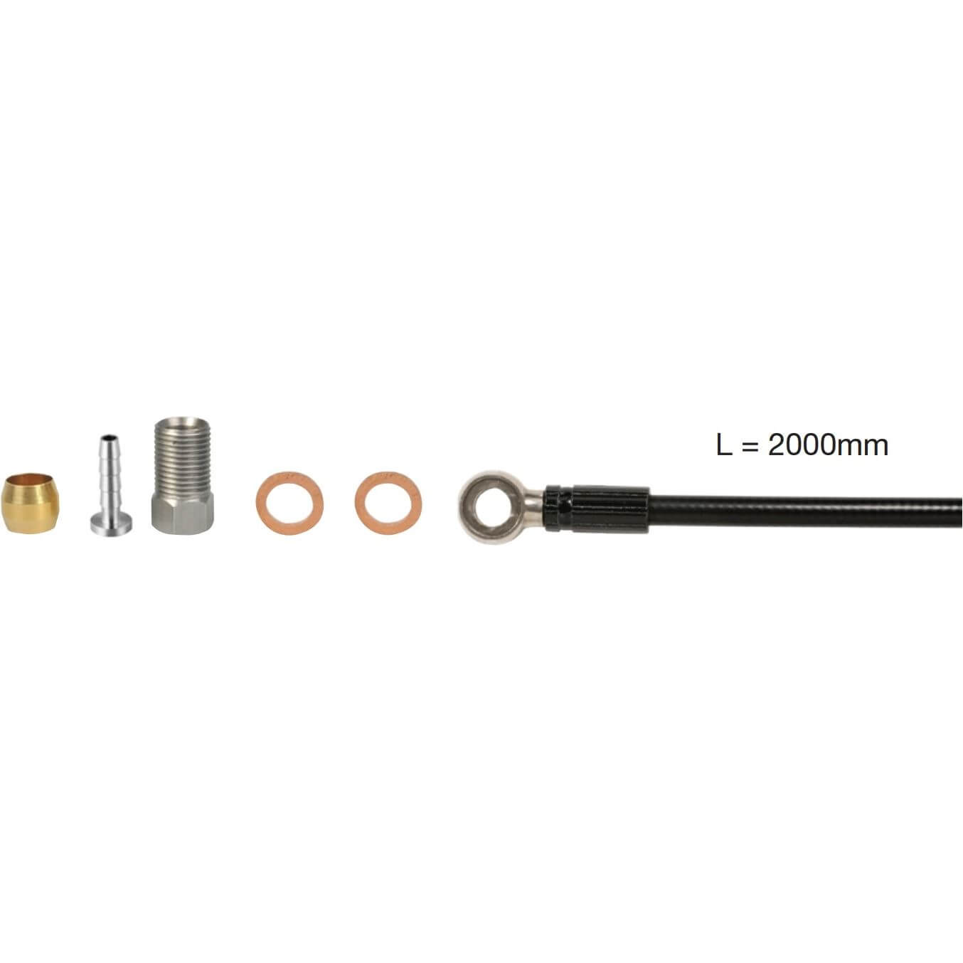 Elvedes hydro leiding 2m BH90 extra soepel met banjo+parts - AE-trading