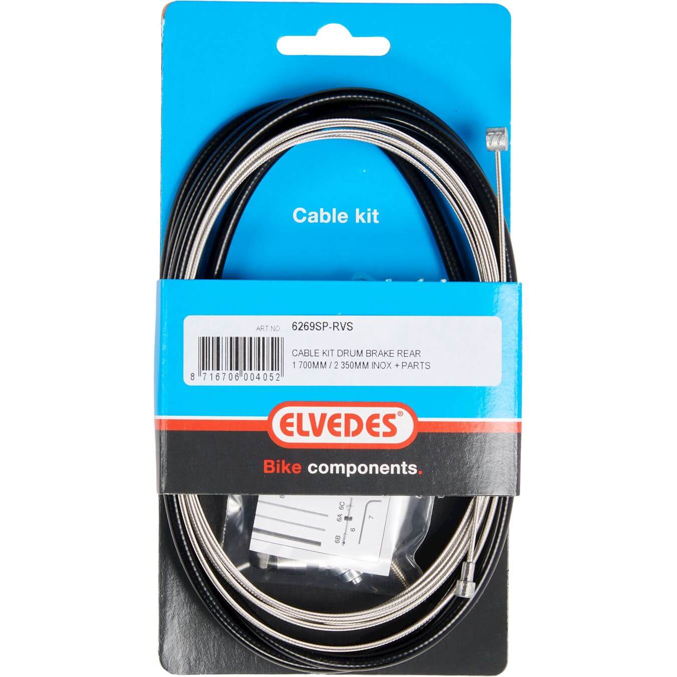Elvedes remkabel kit achter + inbus draadeind rvs - AE-trading