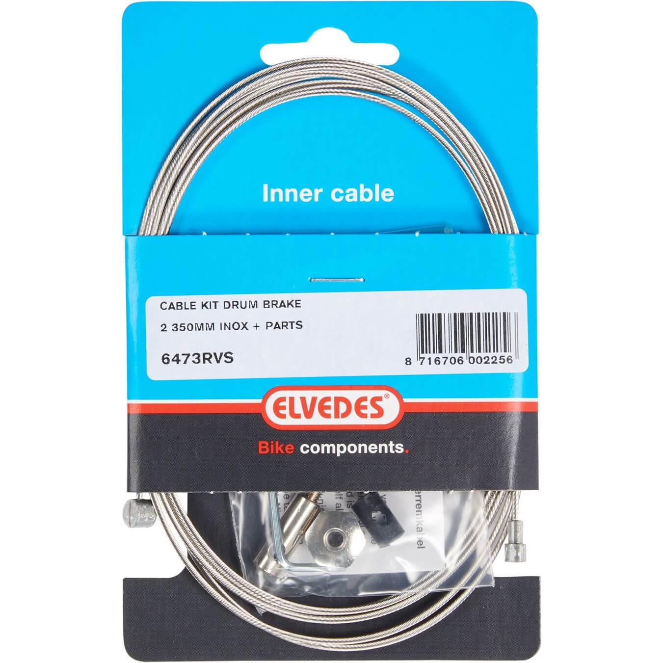 Elvedes trommelrem binnenkabel 2 350mm RVS + onderdelen - AE-trading