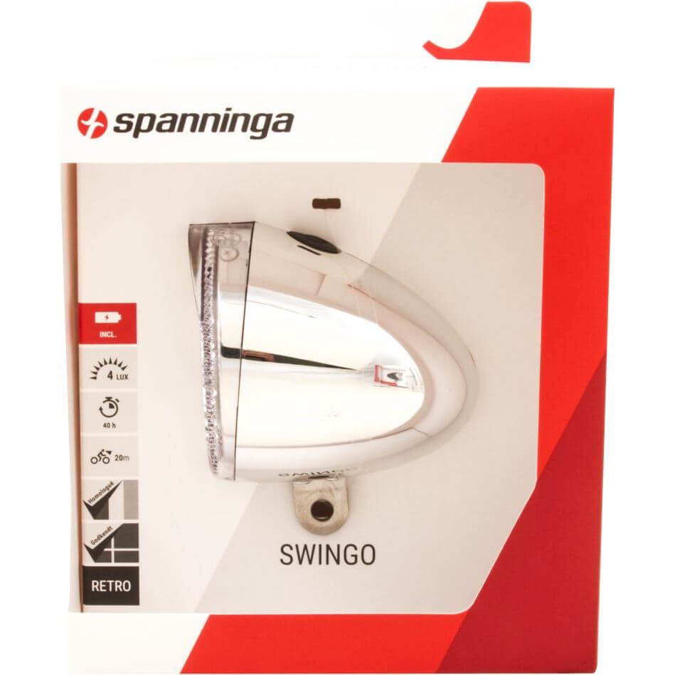 Spanninga koplamp Swingo Xb batterij 4 lux chroom - AE-trading
