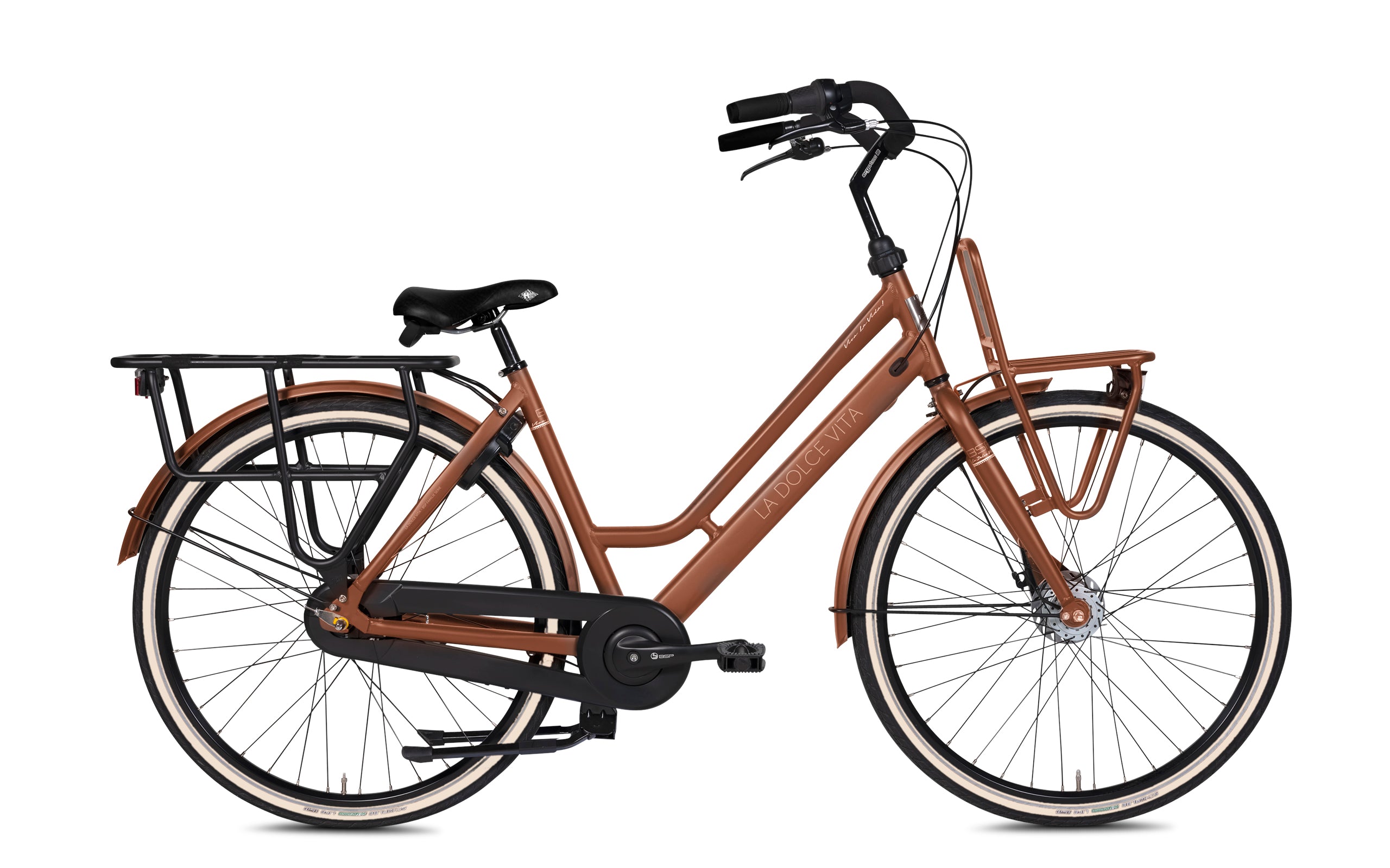 BSP La Dolce Vita Desert Glow Mat S Fiets Met Dubbele Standaard En Stuurblokkering Voor Kinderzitjes - AE-trading