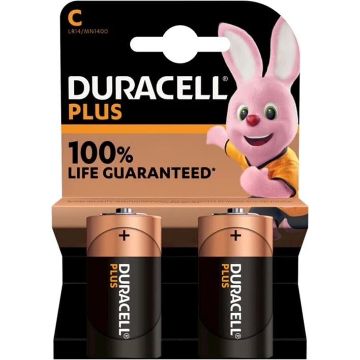 Duracell batterij Plus 100% extra life MN1400/LR14/C BP2 - AE-trading