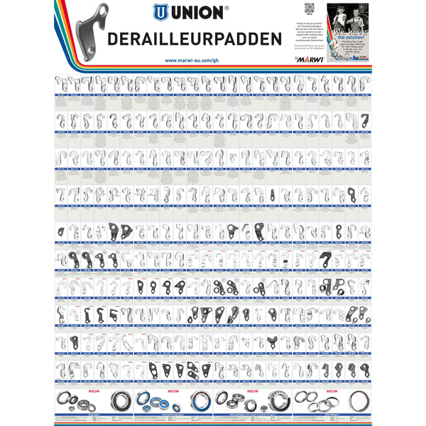Marwi poster overzicht derailleurpadden - AE-trading