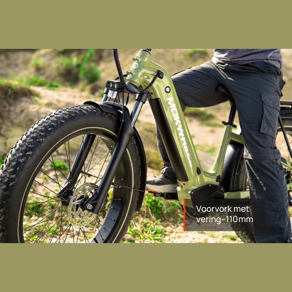 Mokwheel Basalt ST 2.0 – Groen – Elektrische Fatbike – 26x4.0 banden – 940Wh accu – 250W motor – Hydraulische schijfremmen - AE-trading
