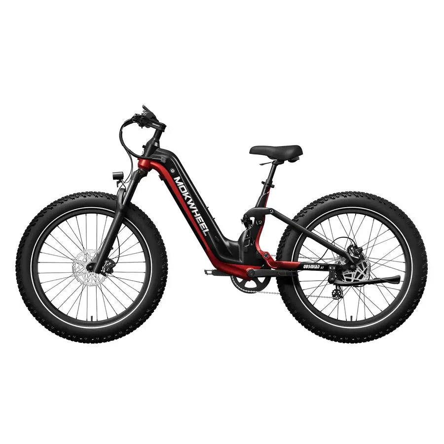 Mokwheel Obsidian ST Mountainbike Fatbike – Zwart/Rood – 720Wh - AE-trading