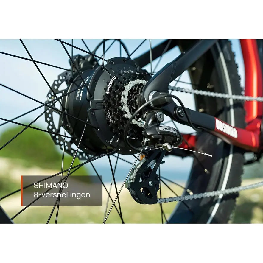 Mokwheel Obsidian ST Mountainbike Fatbike – Zwart/Rood – 940Wh - AE-trading