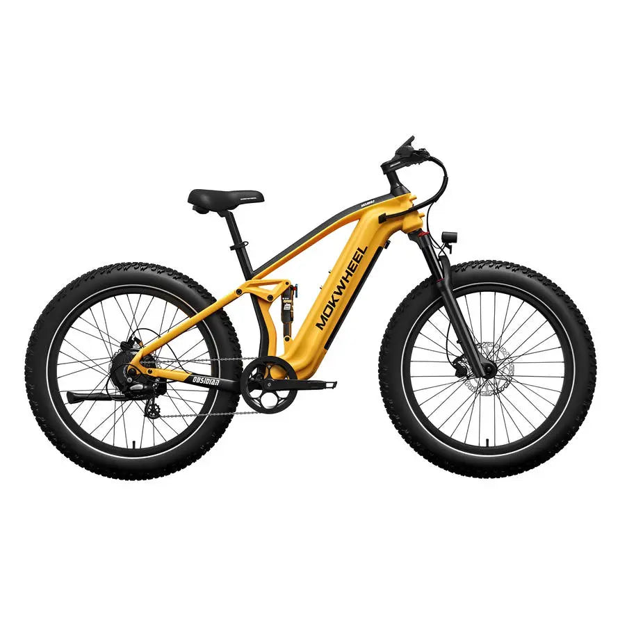 Mokwheel Obsidian Mountainbike Fatbike – Zwart/Geel – 940Wh - AE-trading