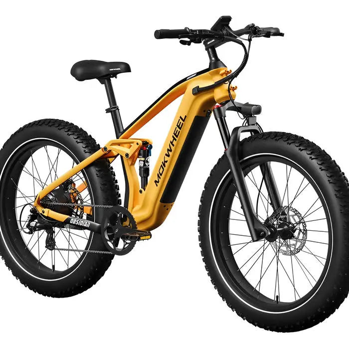 Mokwheel Obsidian Mountainbike Fatbike – Zwart/Geel – 940Wh - AE-trading
