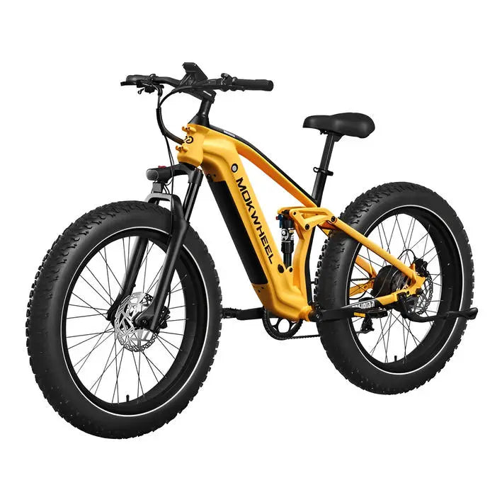 Mokwheel Obsidian Mountainbike Fatbike – Zwart/Geel – 940Wh - AE-trading
