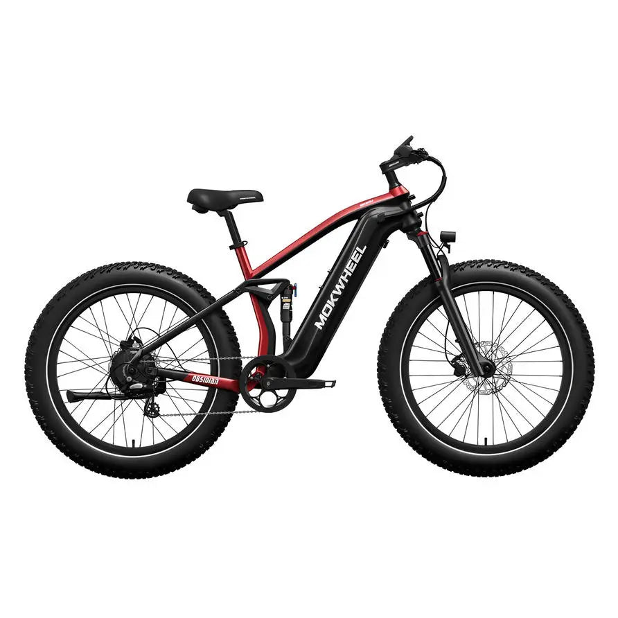 Mokwheel Obsidian Mountainbike Fatbike – Zwart/Rood – 940Wh - AE-trading