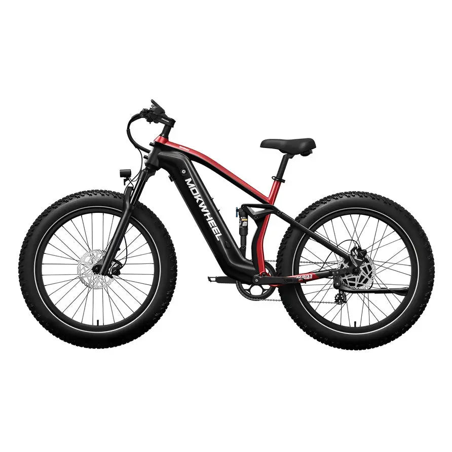 Mokwheel Obsidian Mountainbike Fatbike – Zwart/Rood – 940Wh - AE-trading