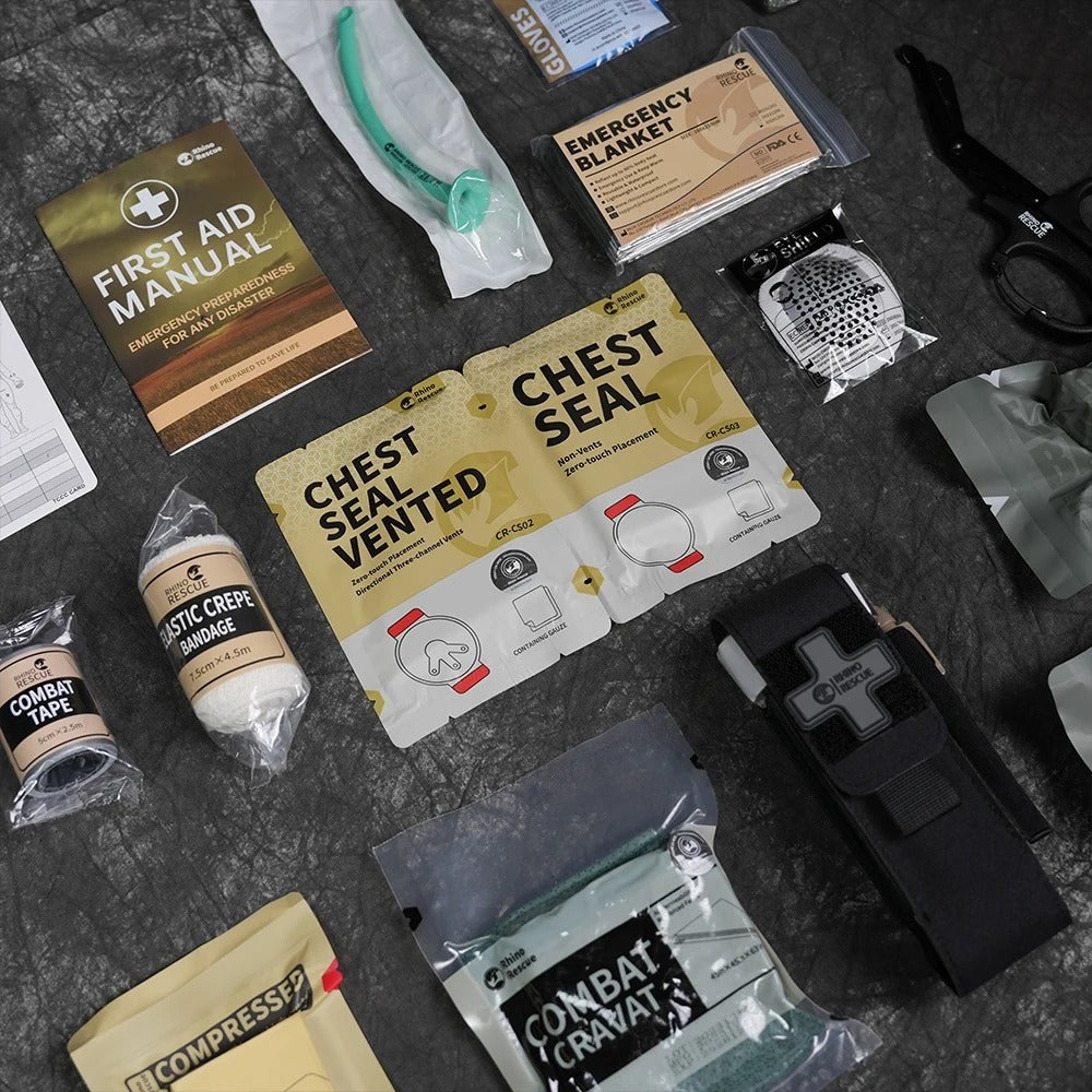 Noodpakket Rhino Rescue Trauma Kit 17pcs - Tactische IFAK Navulset voor Eerste Hulp en Overleving