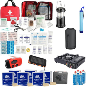 Noodpakket voor 72 Uur op advies Overheid Compleet - Waterfilter - Opbergzak - Solar Powerbank - Gasfornuis - Nood Radio - EHBO-kit - Isolatiedeken - AE-trading