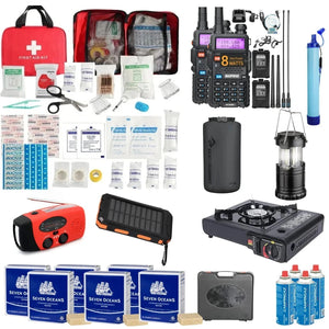 Noodpakket voor 72 Uur op advies van Overheid Black Out Compleet - Walkie Talkie - Waterfilter - Opbergzak - Solar Powerbank - Gasfornuis - Nood Radio - EHBO-kit - Isolatiedeken - AE-trading