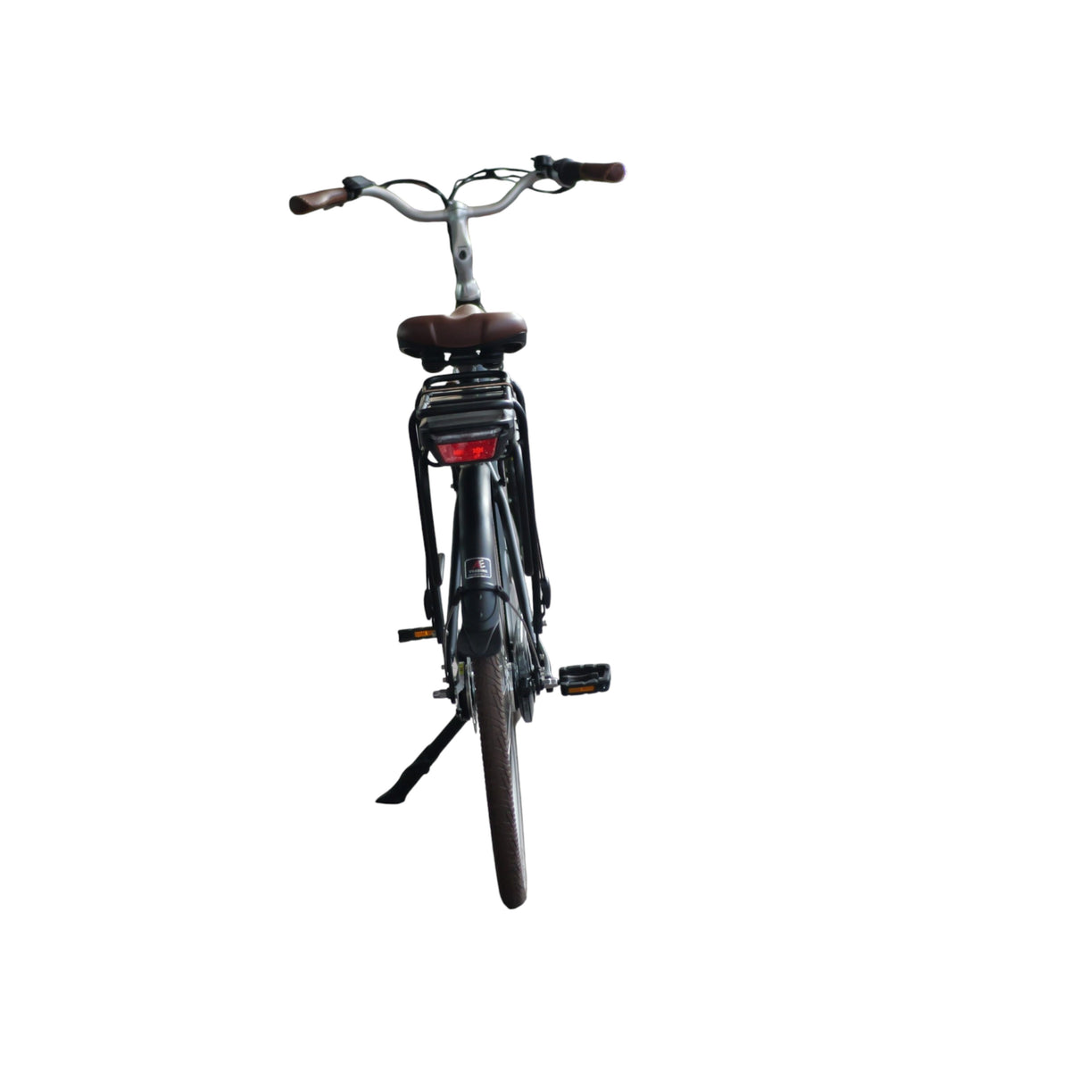 Vogue Basic N3 Elektrische Fiets - Mat Zwart met Bruine Accenten - 47 cm