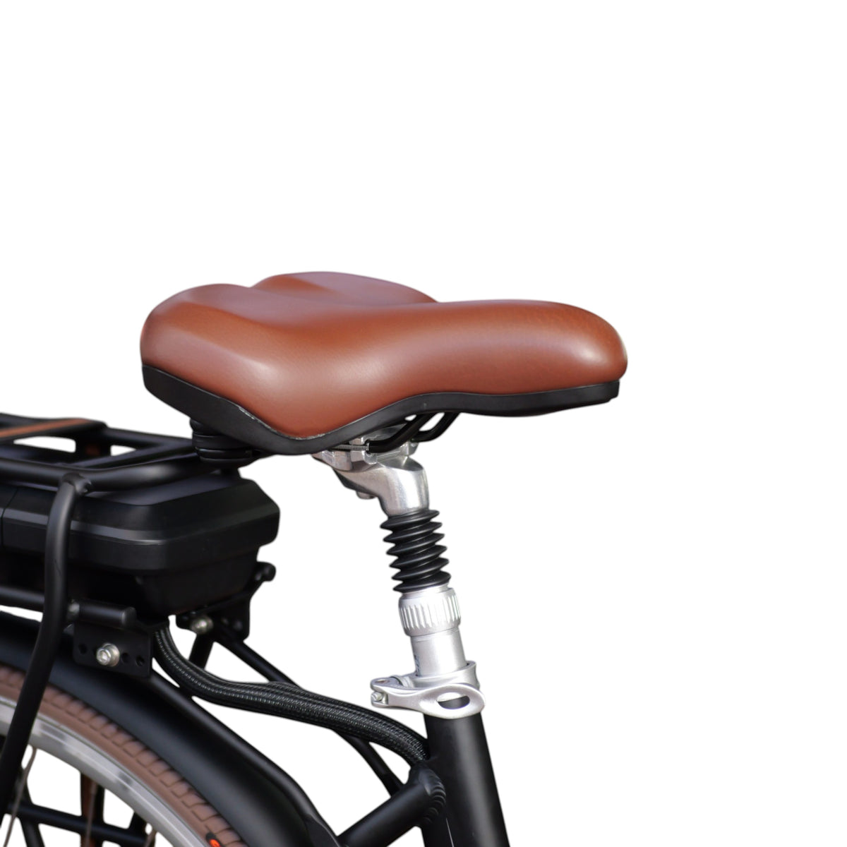Vogue Basic N3 Elektrische Fiets - Mat Zwart met Bruine Accenten - 47 cm